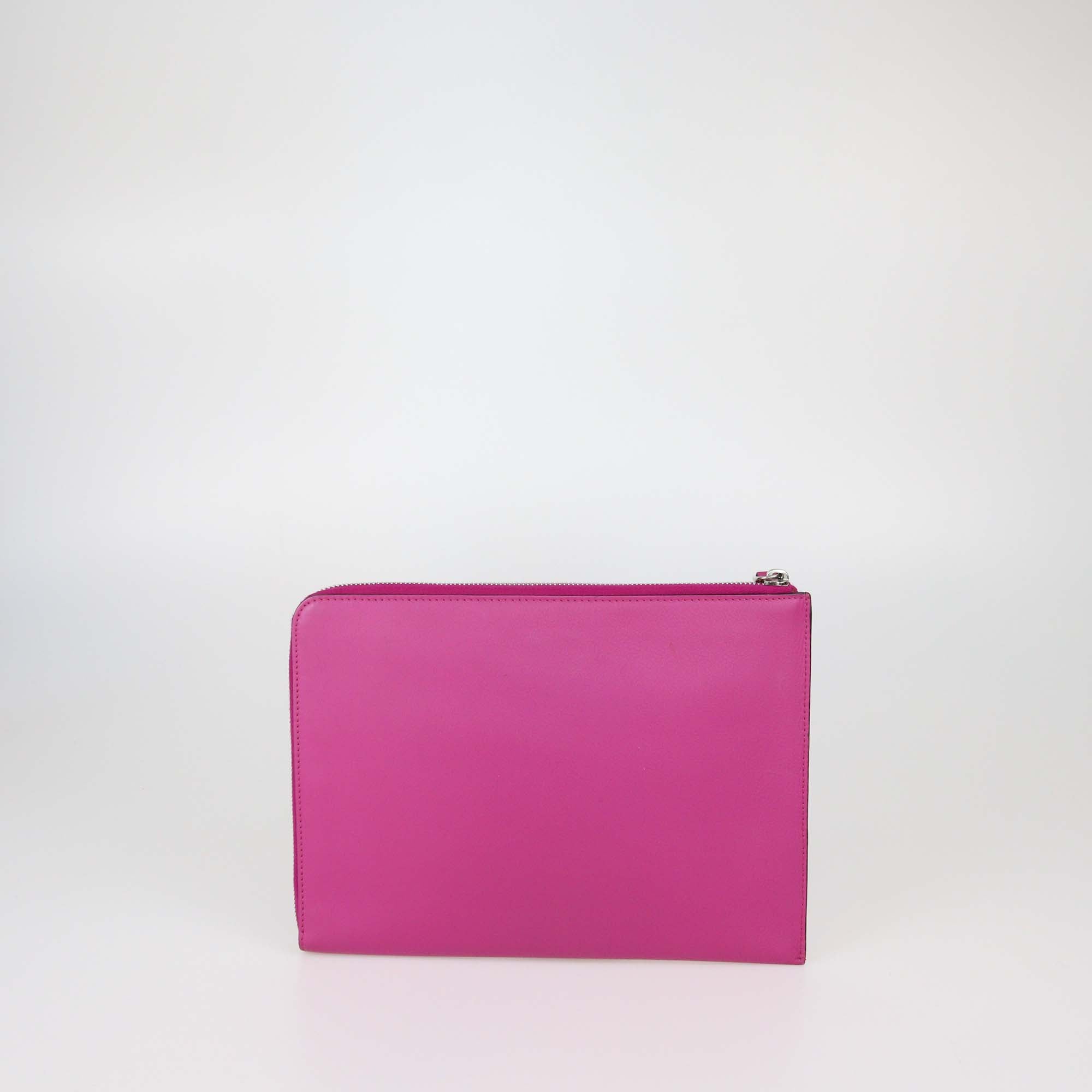 Fendi Fuchsia Leather Monster Flat Pouch