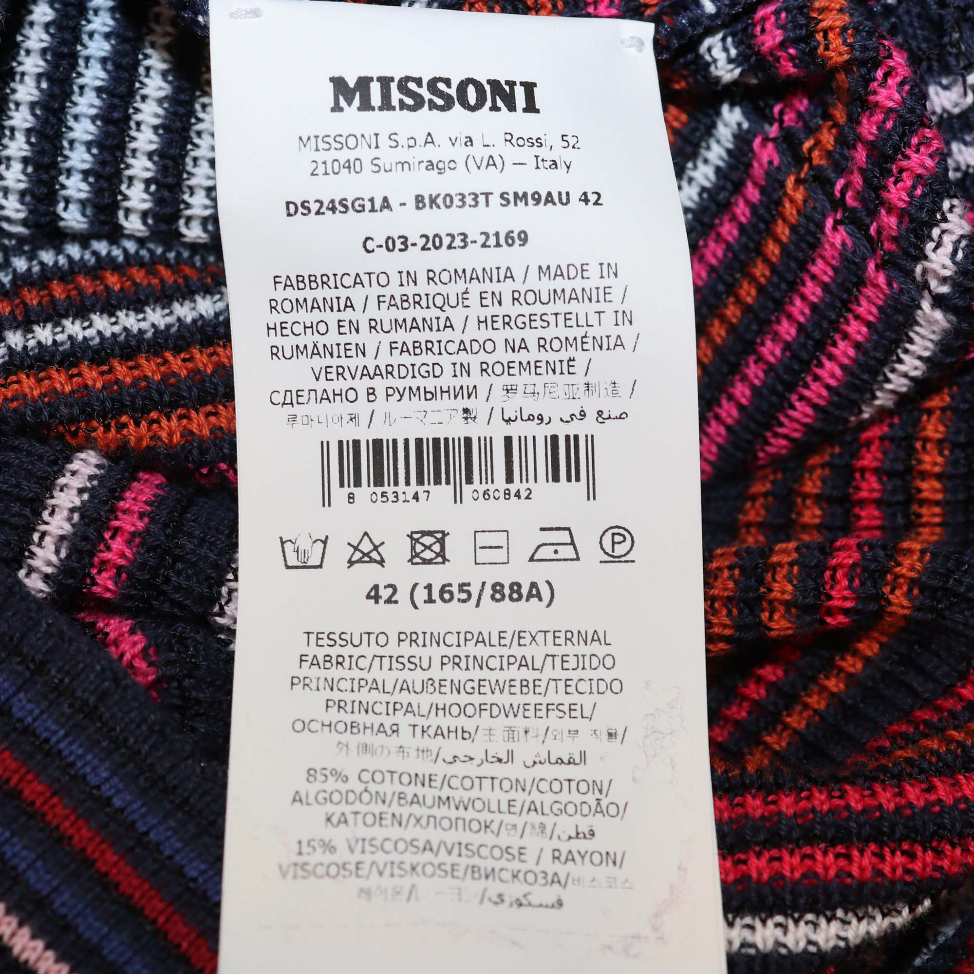 Missoni Multicolor Cotton Striped Sleeveless Midi Dress