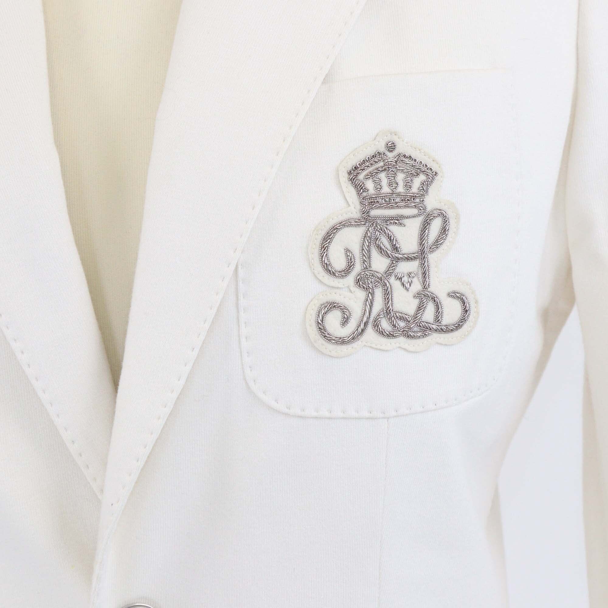 Ralph Lauren Cream Crest Embroidered Blazer Womens Ralph Lauren