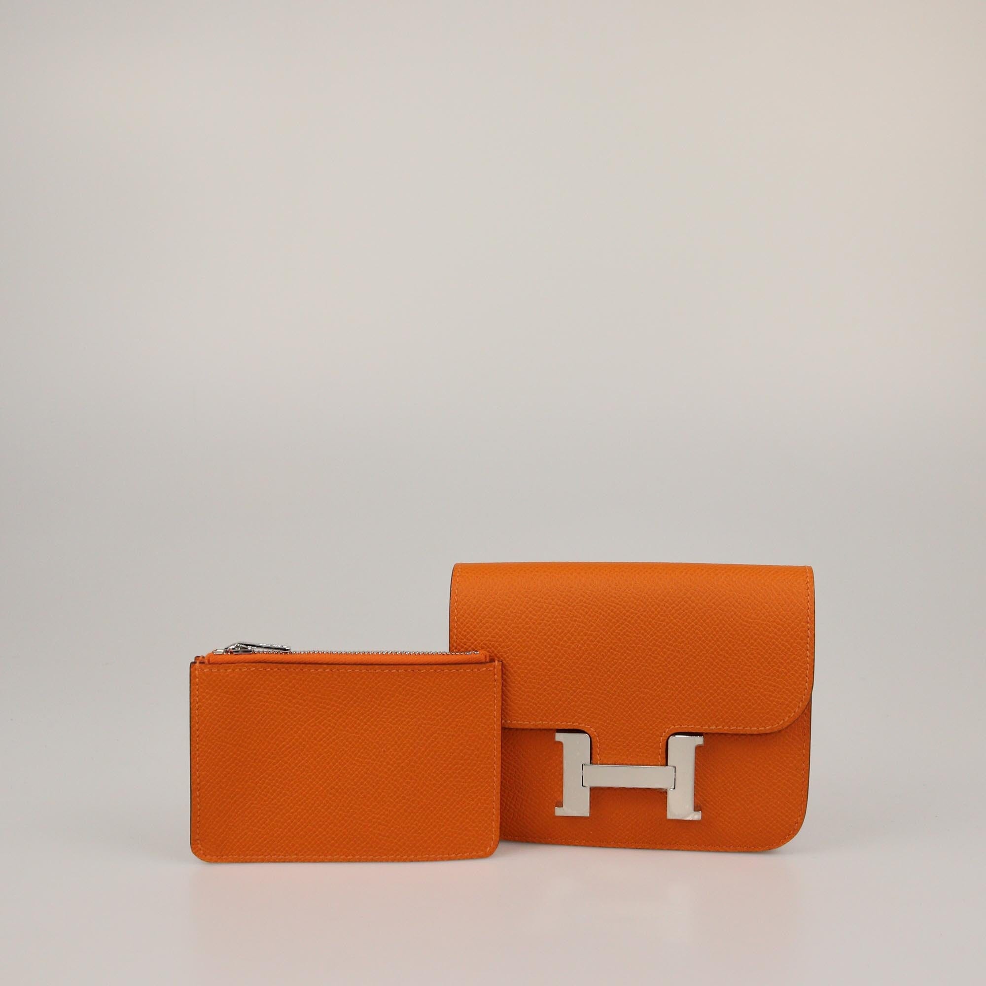 Hermes Orange Epsom Constance Slim Wallet Womens Hermes