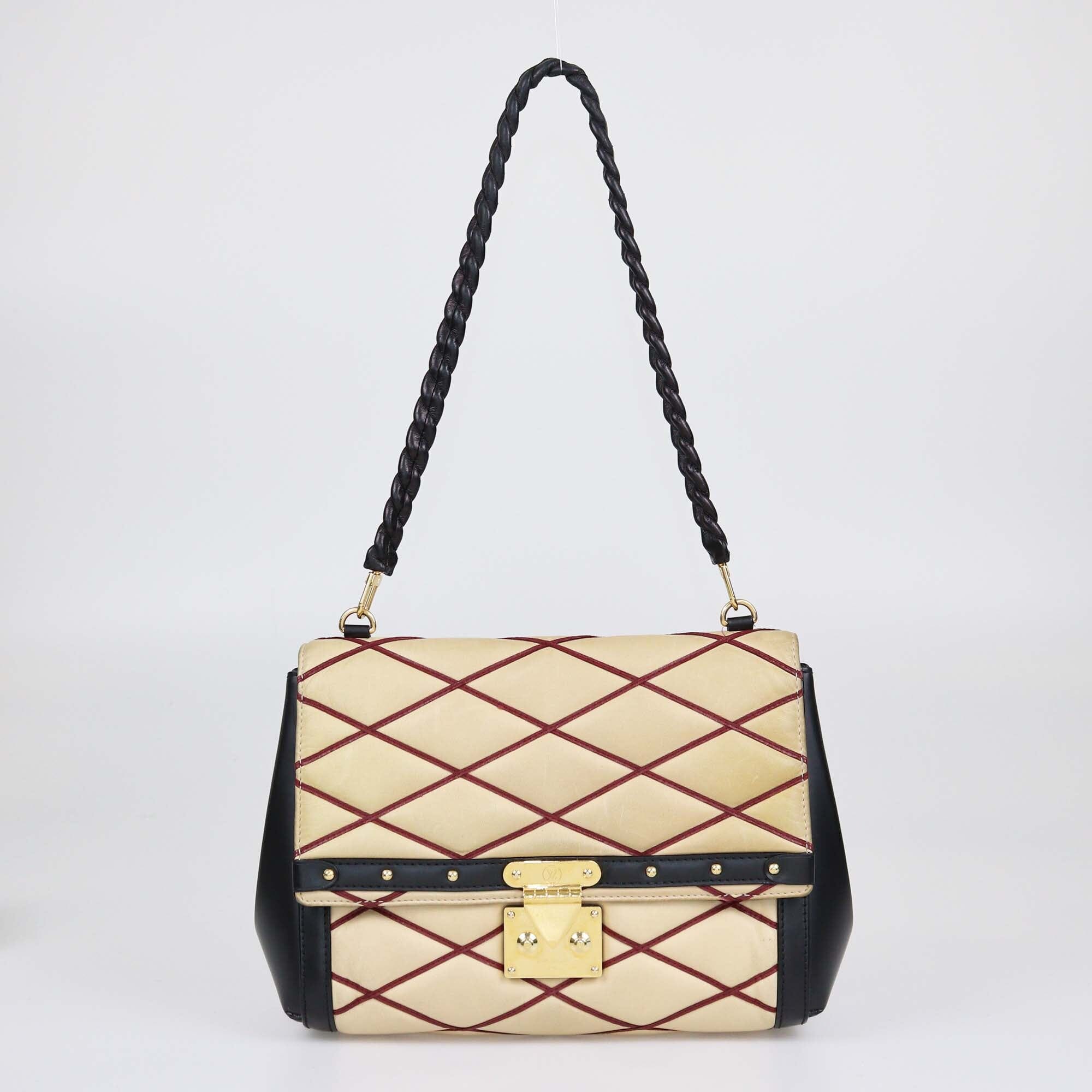 Louis Vuitton Beige/Black Malletage Pochette Flap Bag Womens Louis Vuitton