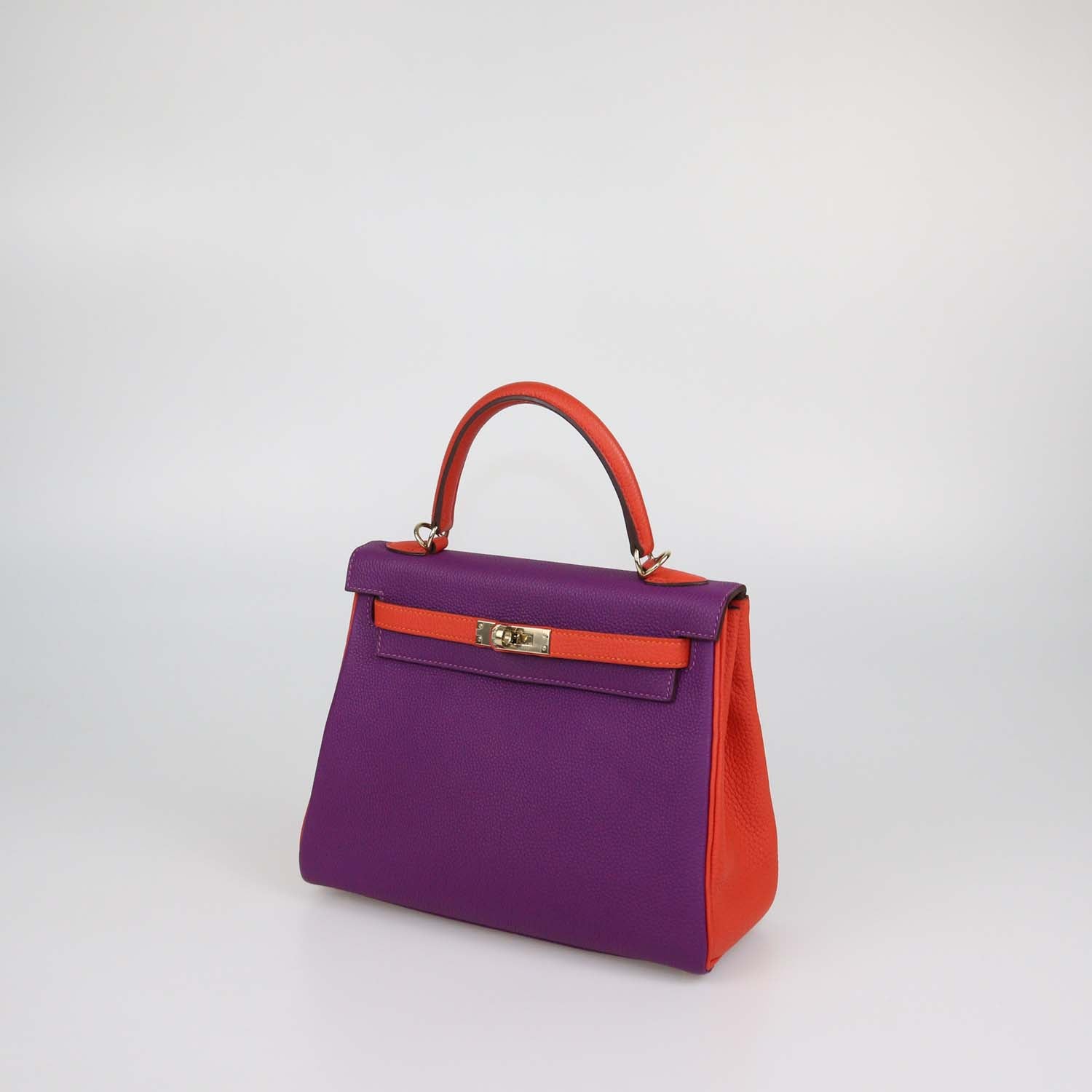 Hermes Anemone/Capucine Togo Leather Gold Hardware Special Order Kelly Retourne 25 Bag