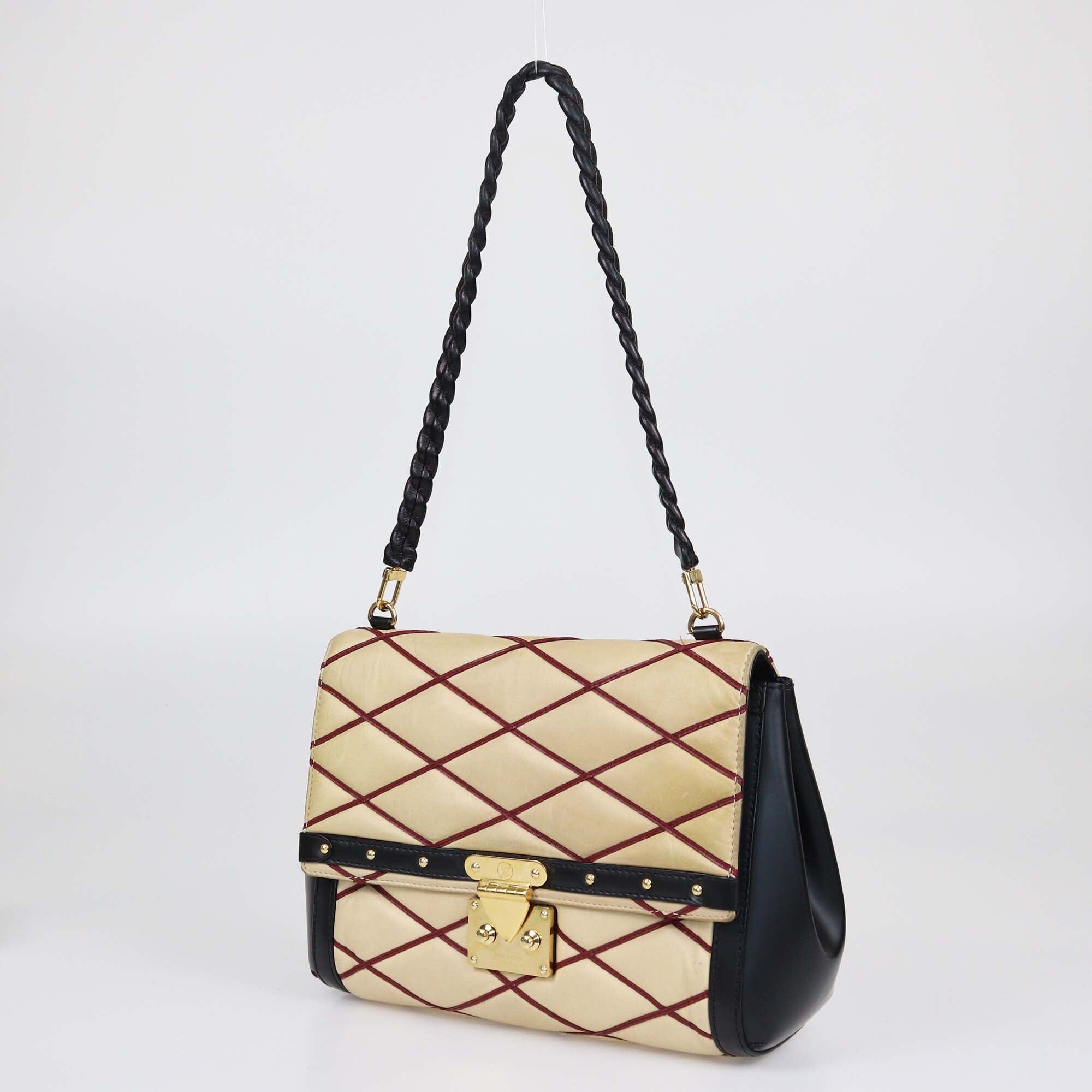 Louis Vuitton Beige/Black Malletage Pochette Flap Bag Womens Louis Vuitton