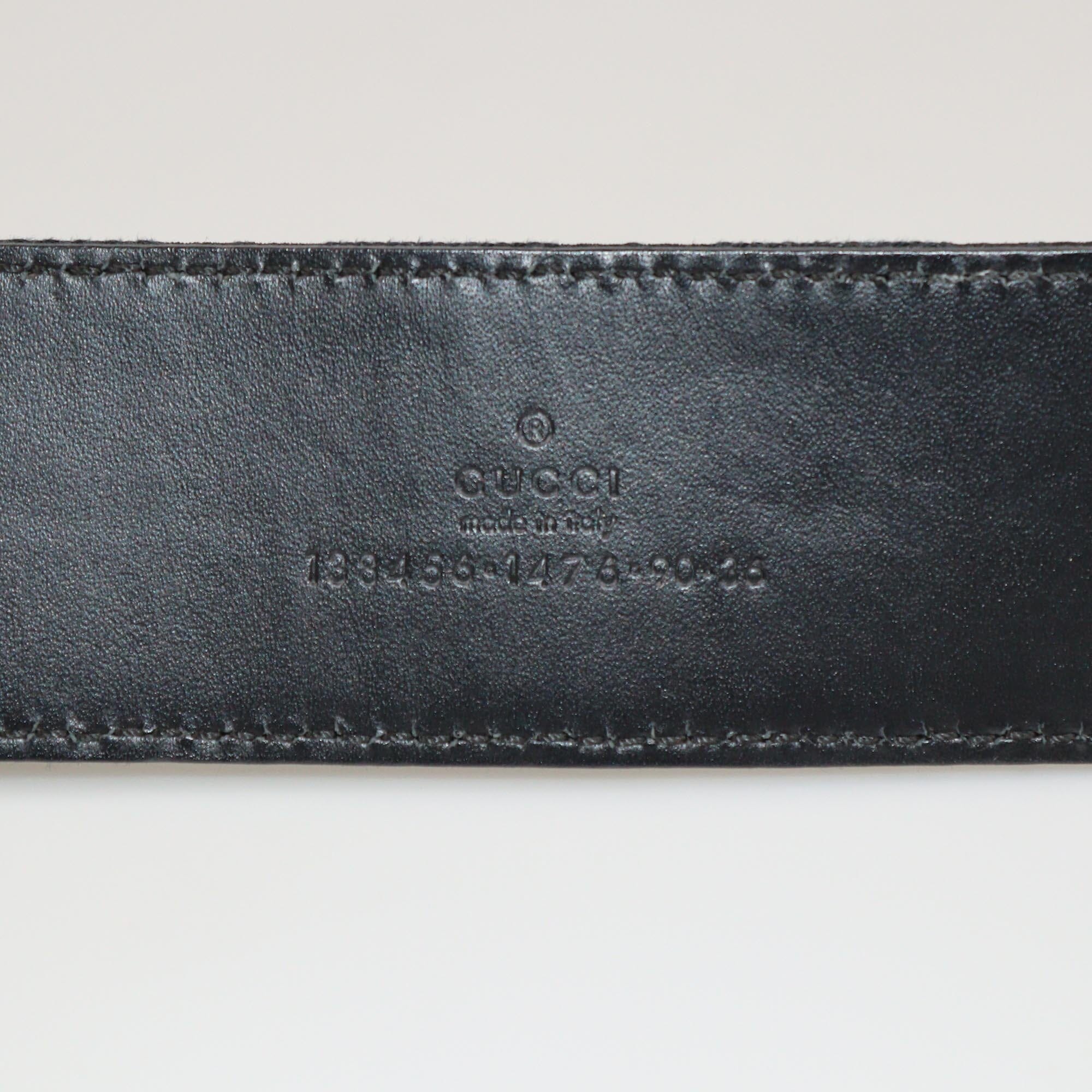 Gucci Black GG Canvas G Bamboo Buckle Belt Womens Gucci