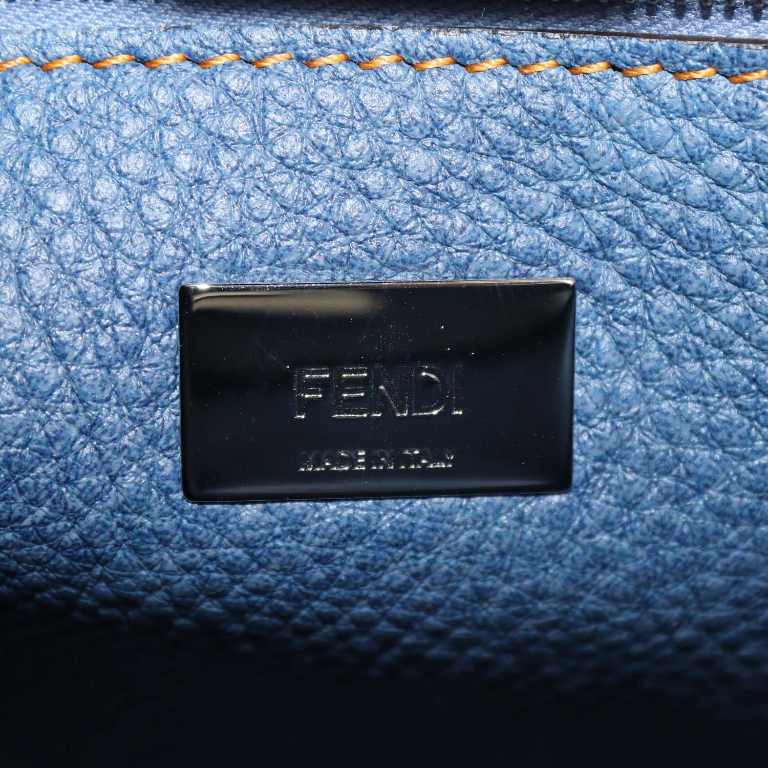 Fendi Blue Denim Effect Leather Mini Peekaboo Top Handle Bag