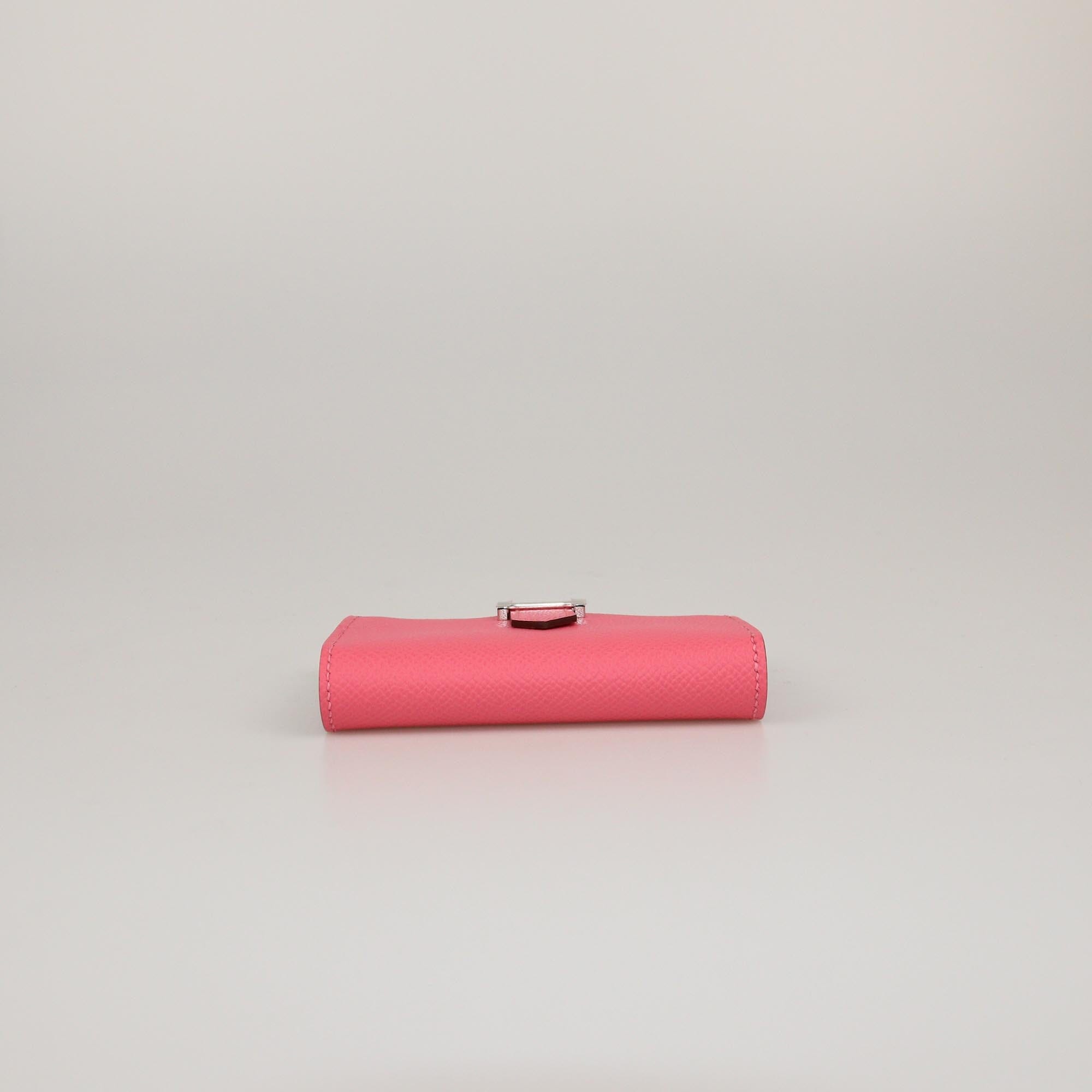 Hermes Rose Lipstick Epsom Bearn Card Holder Womens Hermes