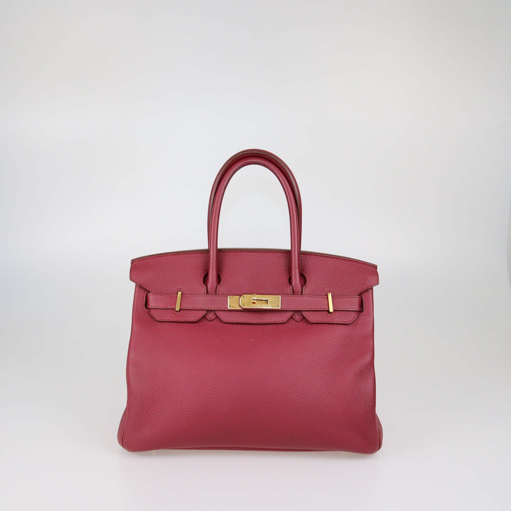 Hermes Rouge Grenat Togo Leather Gold Hardware Birkin 30 Bag