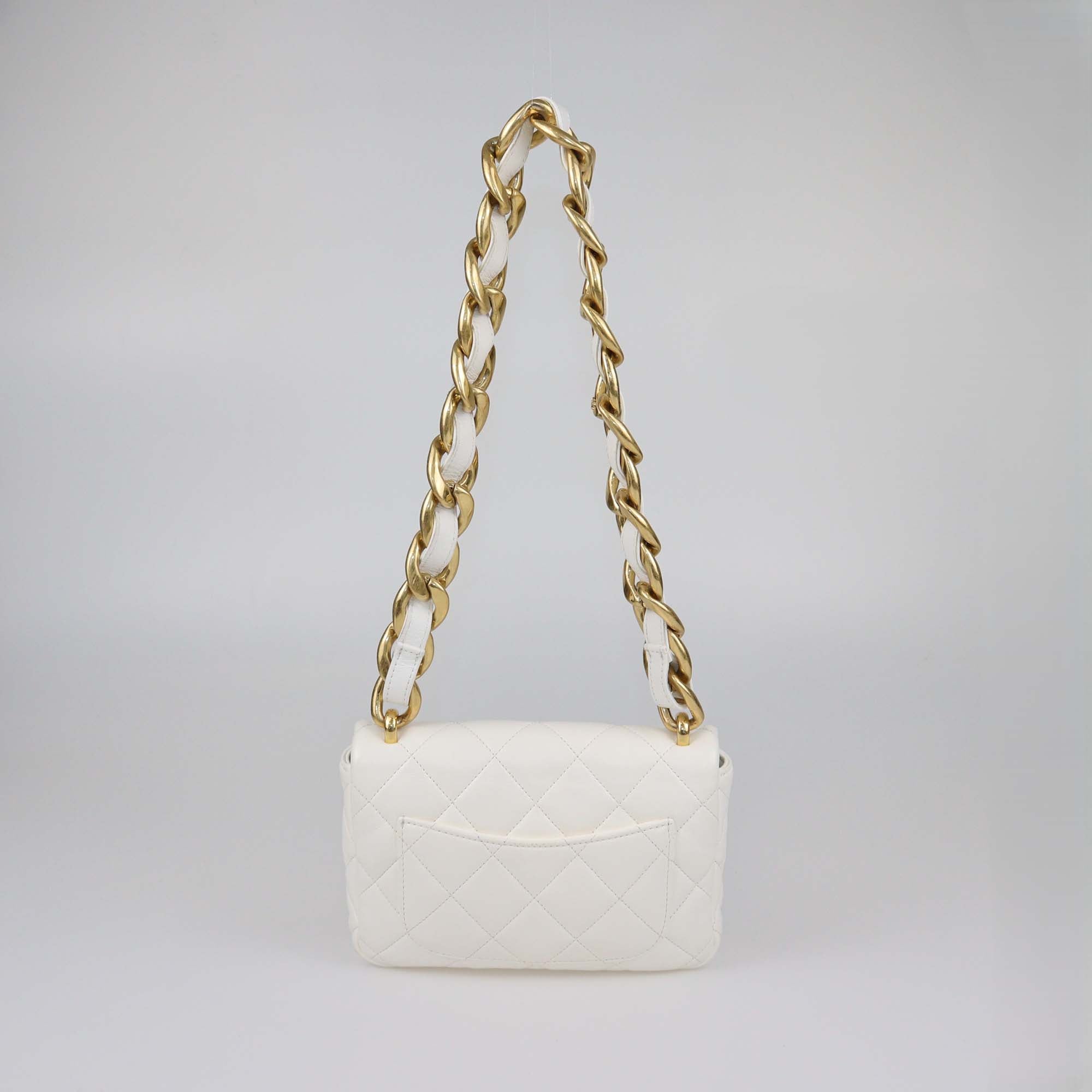 Chanel White Quilted Leather Small Funky Town Flap Bag