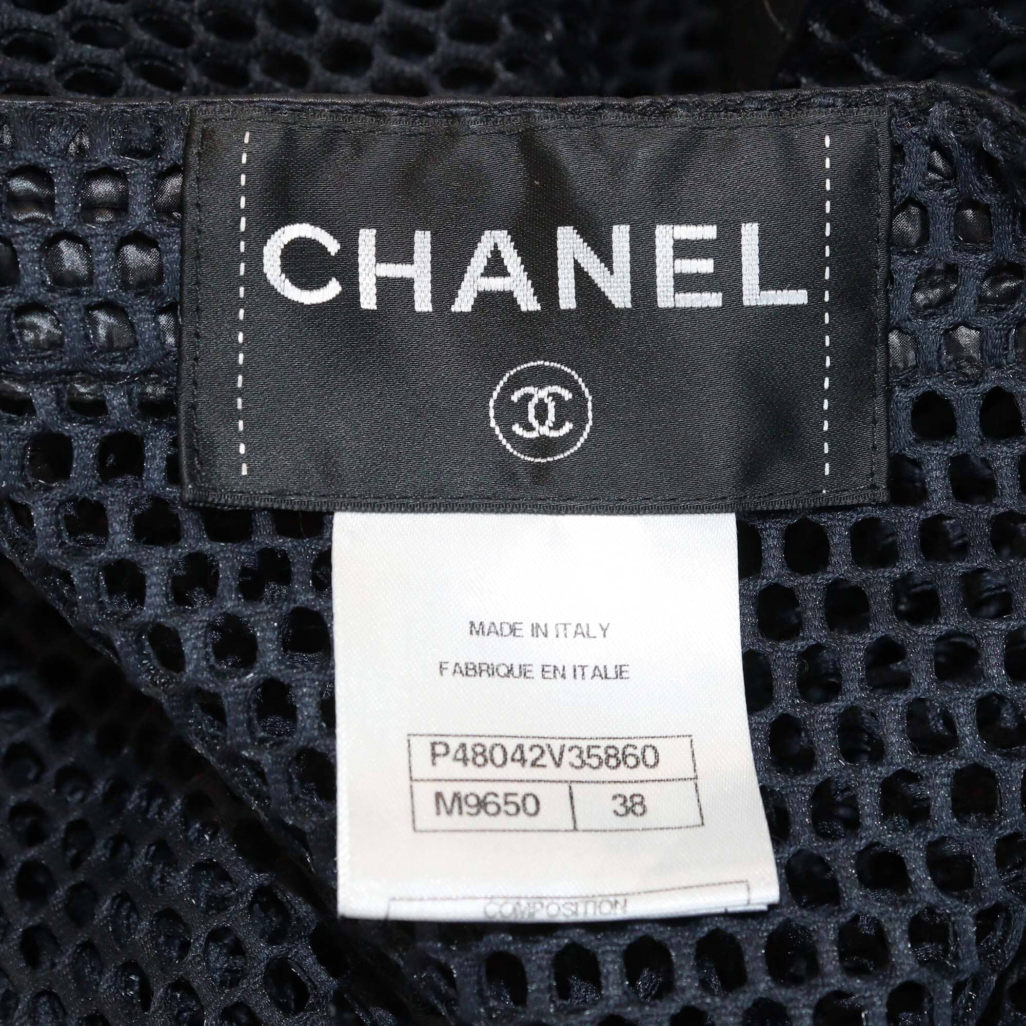 Chanel Navy Blue/Black Perforated Sheer Mesh Blazer Womens Chanel