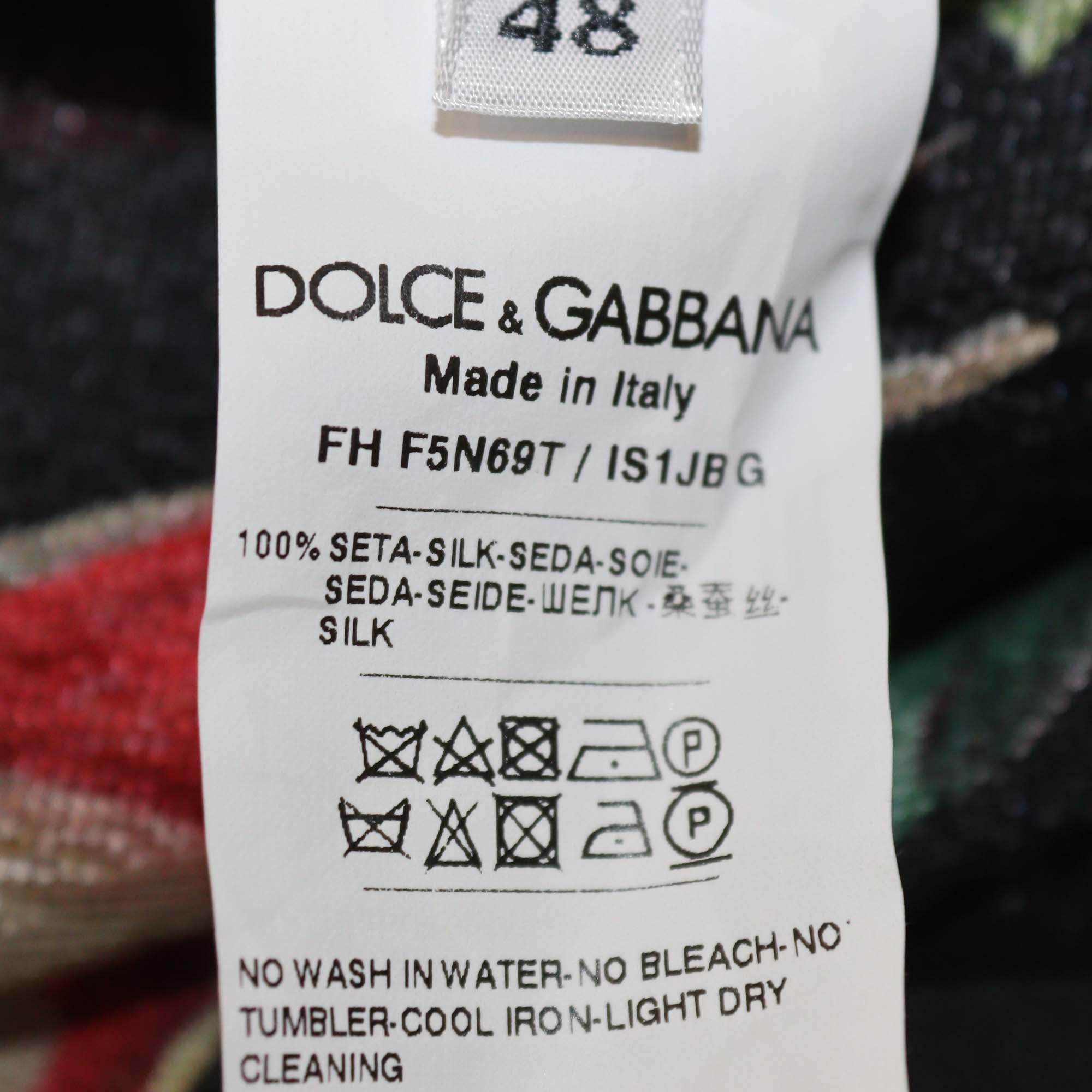 Dolce & Gabbana Black Rose Print Long Sleeve Sheer Blouse