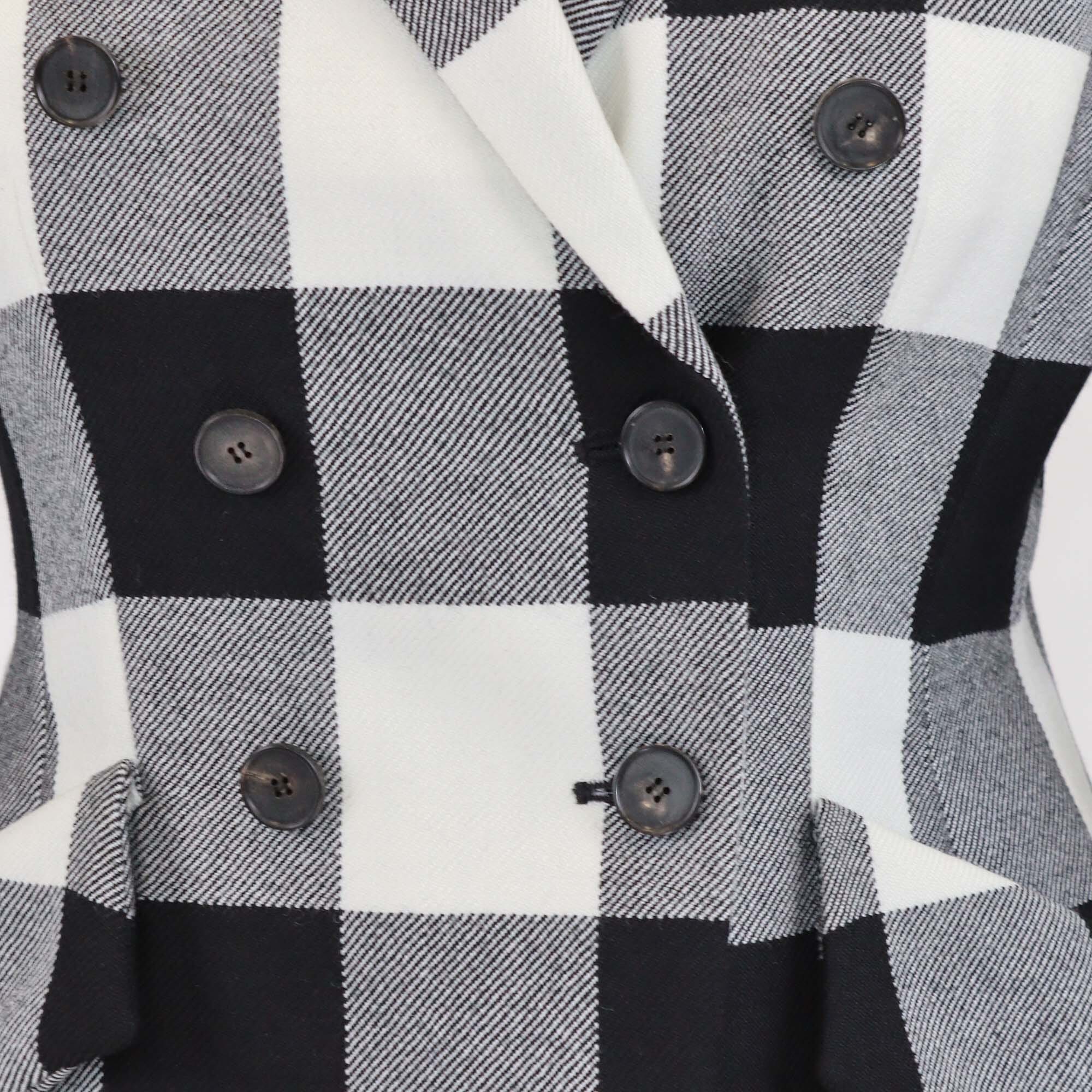 Christian Dior Black/White Checkered Double Breasted Blazer Womens Christian Dior