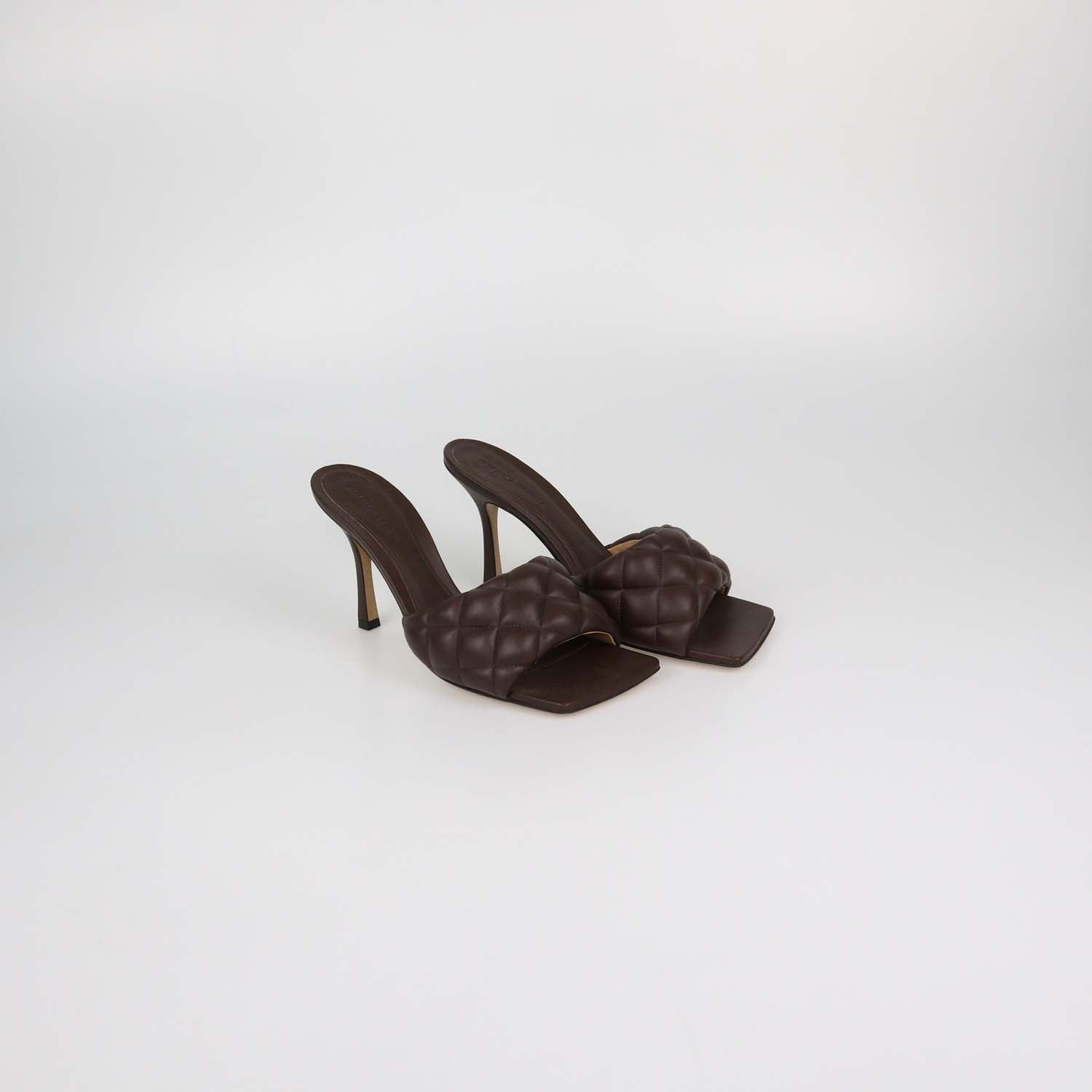 Bottega Veneta Dark Brown Quilted Padded Leather Lido Sandals