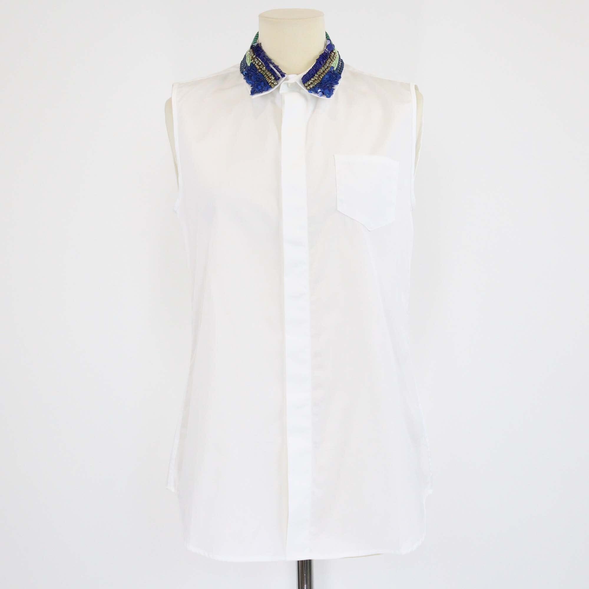 Dsquared2 White Sequins Collar Sleeveless Top Womens Dsquared2