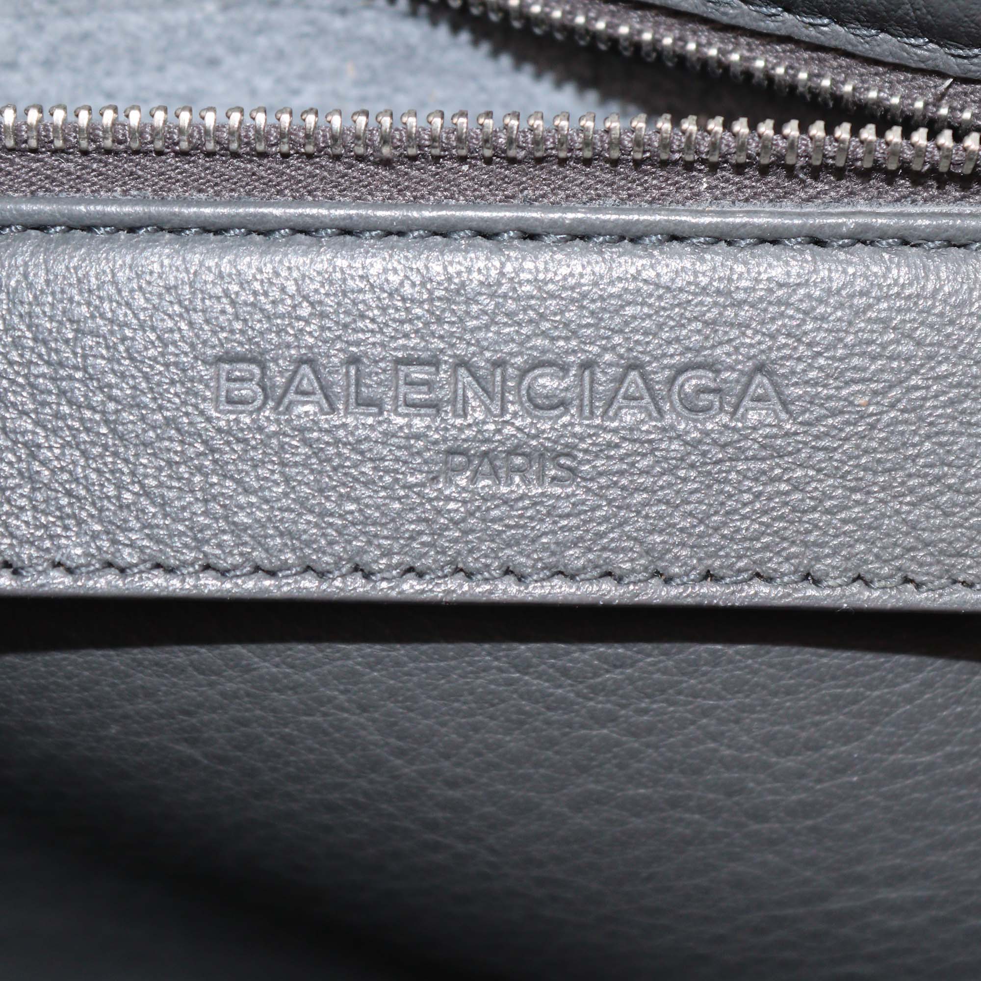 Balenciaga Dark Grey Leather Papier A6 Side Zip Tote