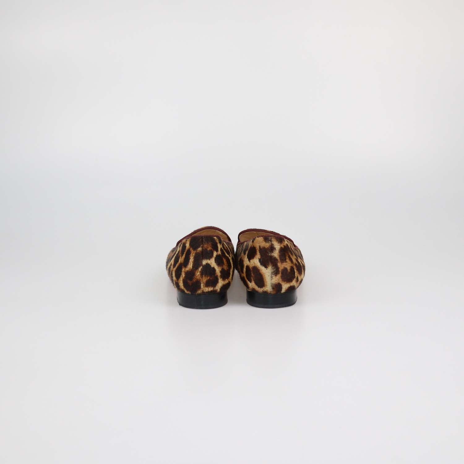 Christian Louboutin Brown/Burgundy Leopard Print Calf Hair and Velvet I Love My Loubies Loafers