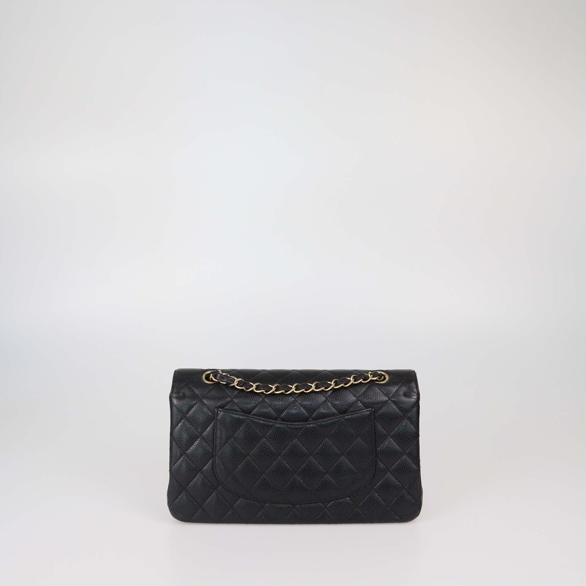 Chanel Black Quilted Caviar Leather Medium Classic Double Flap Bag
