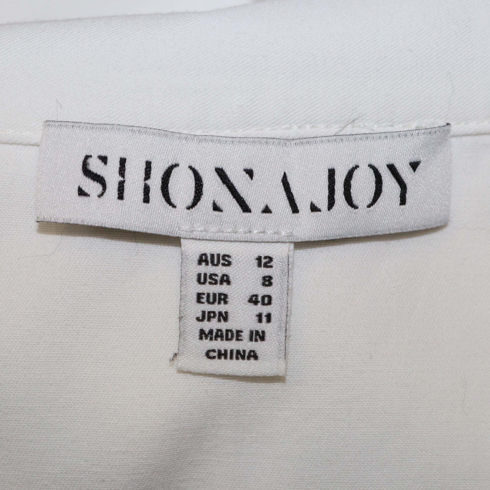 Shona Joy White Cotton Crochet Detail Long Sleeve Blouse