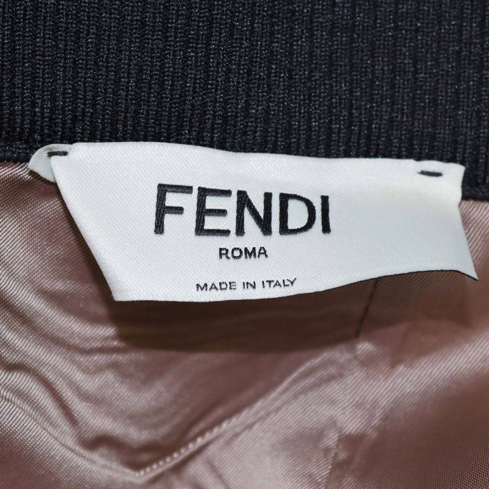 Fendi Black/Beige Logo Knit Waistband Detail Midi Skirt Womens Fendi