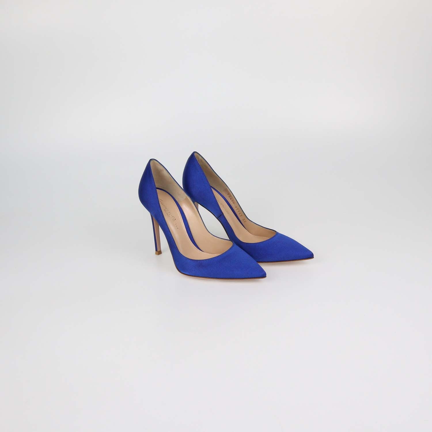 Gianvito Rossi Blue Satin Pointed Toe Pumps