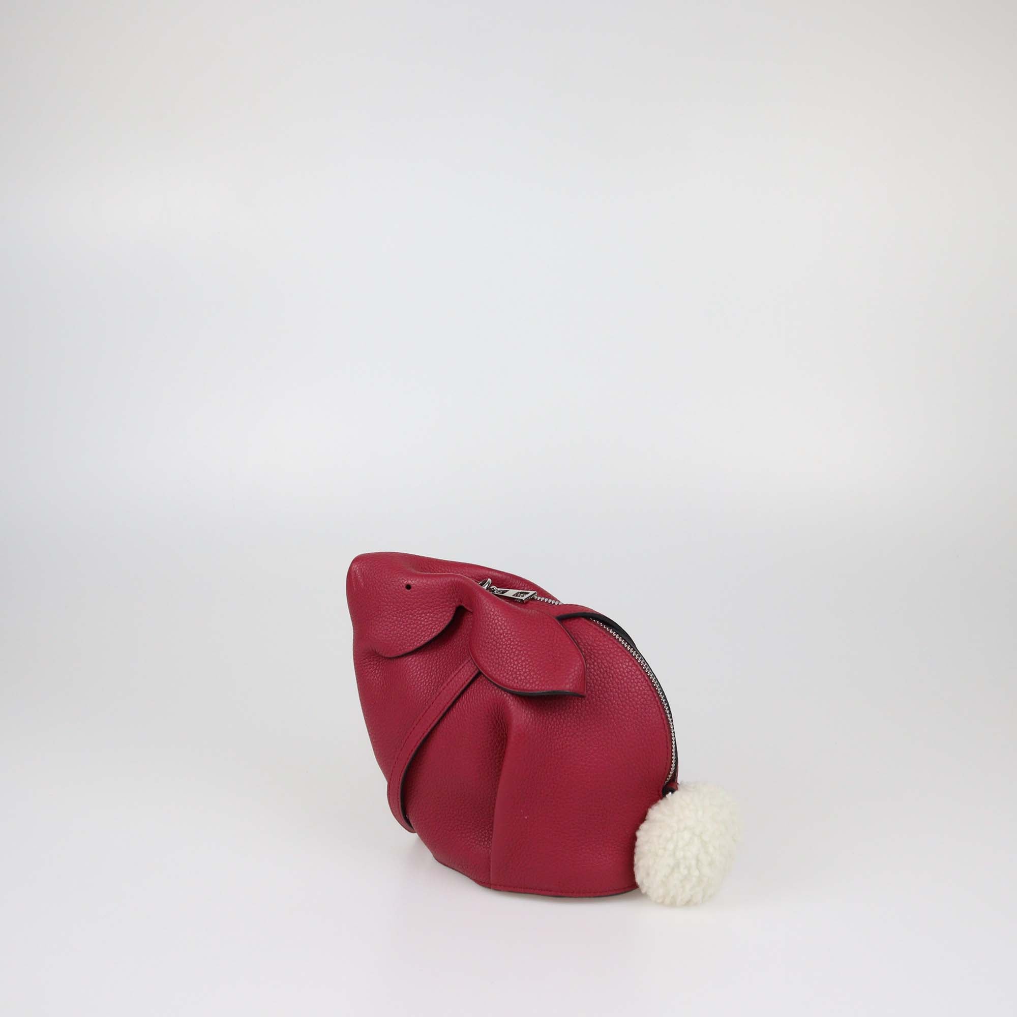 Loewe Red Leather and Shearling Mini Bunny Crossbody Bag