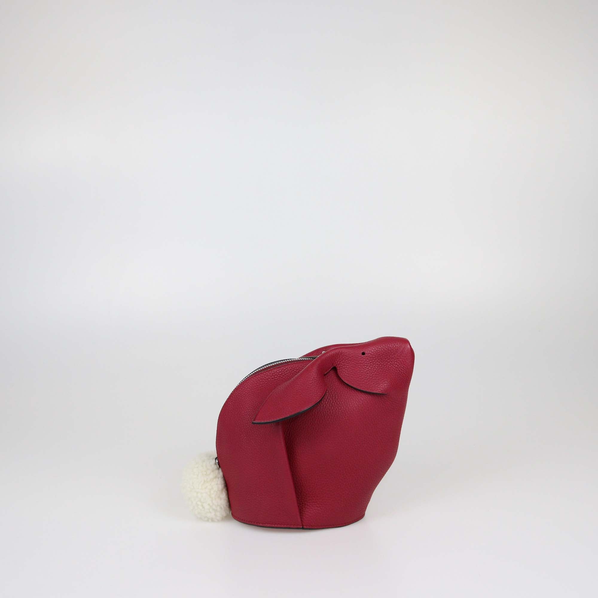 Loewe Red Leather and Shearling Mini Bunny Crossbody Bag