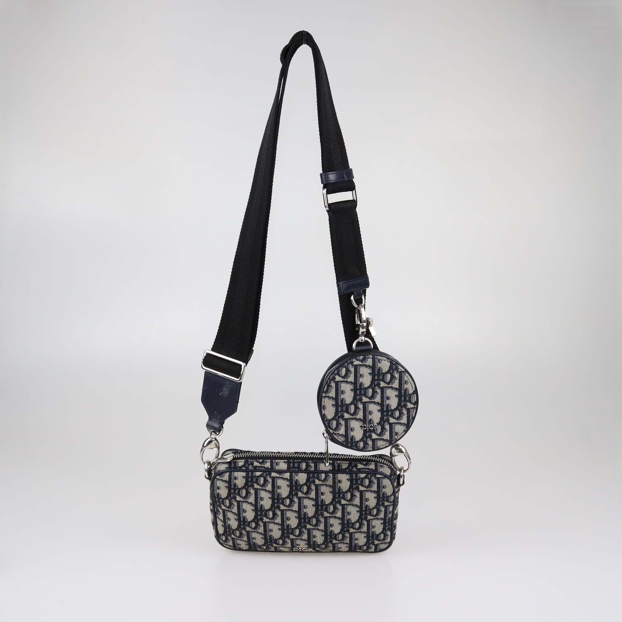 Christian Dior Kids Navy Blue Oblique Canvas Multifunctional Bag