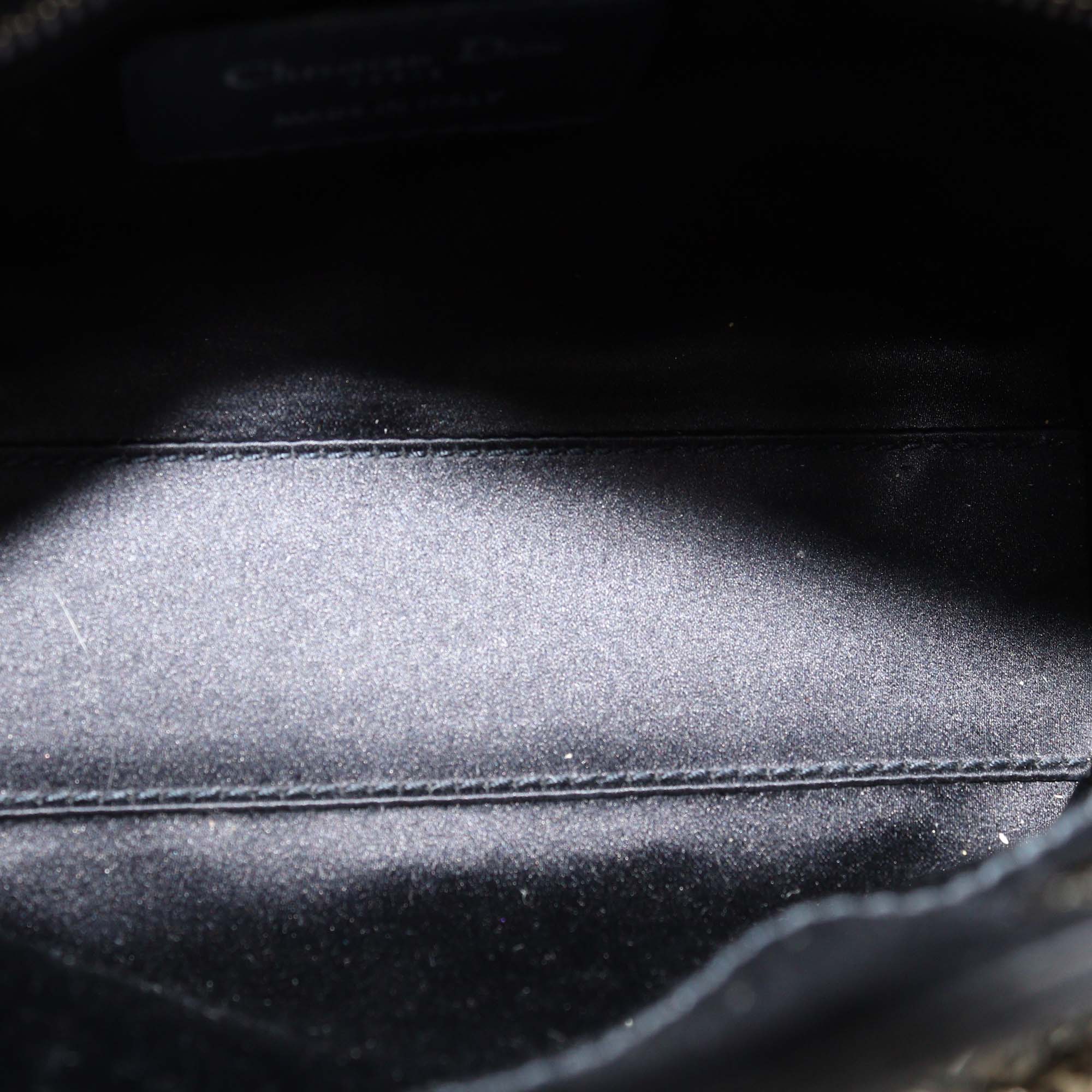 Christian Dior Black Strass Cannage Satin Mini Lady Dior Tote