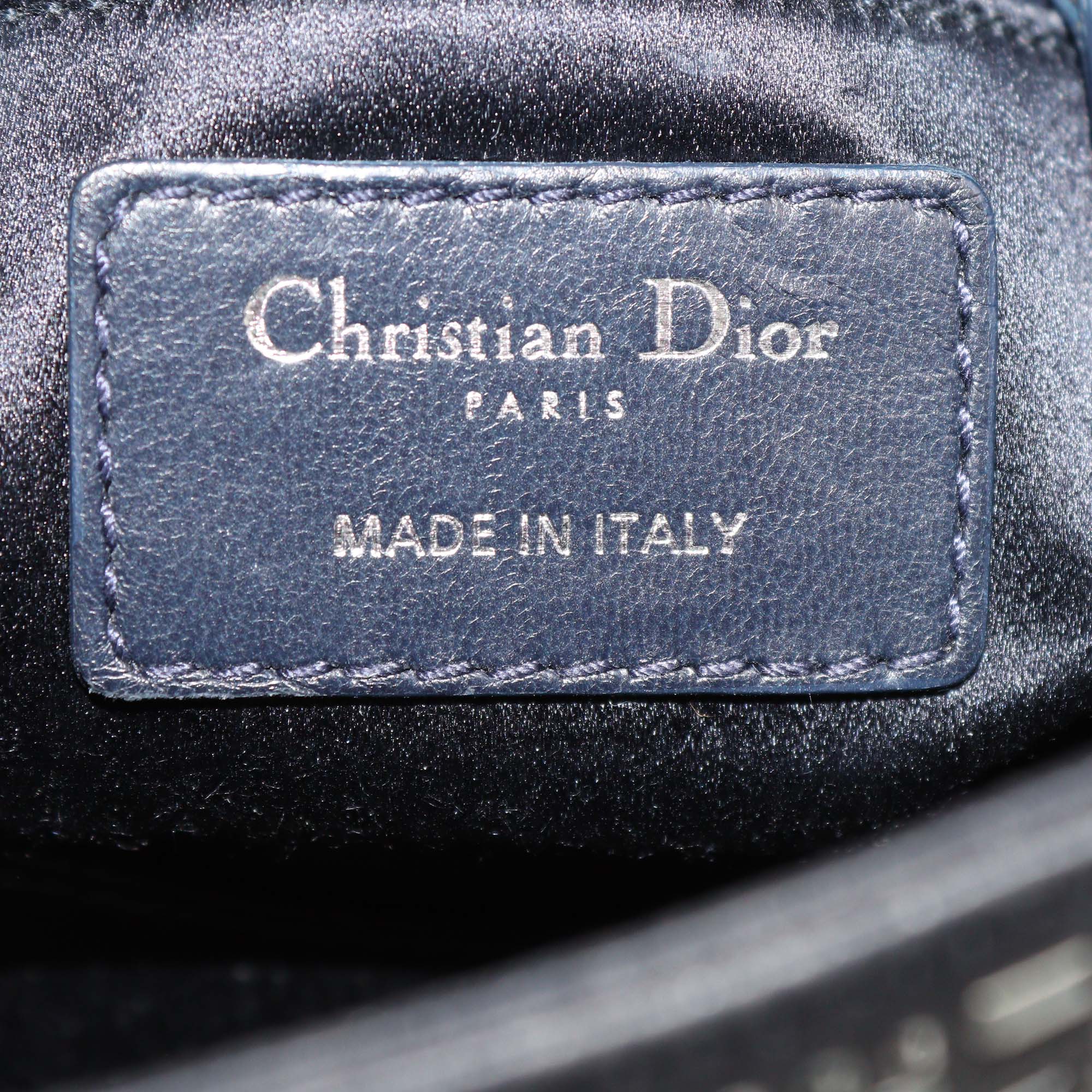 Christian Dior Black Strass Cannage Satin Mini Lady Dior Tote