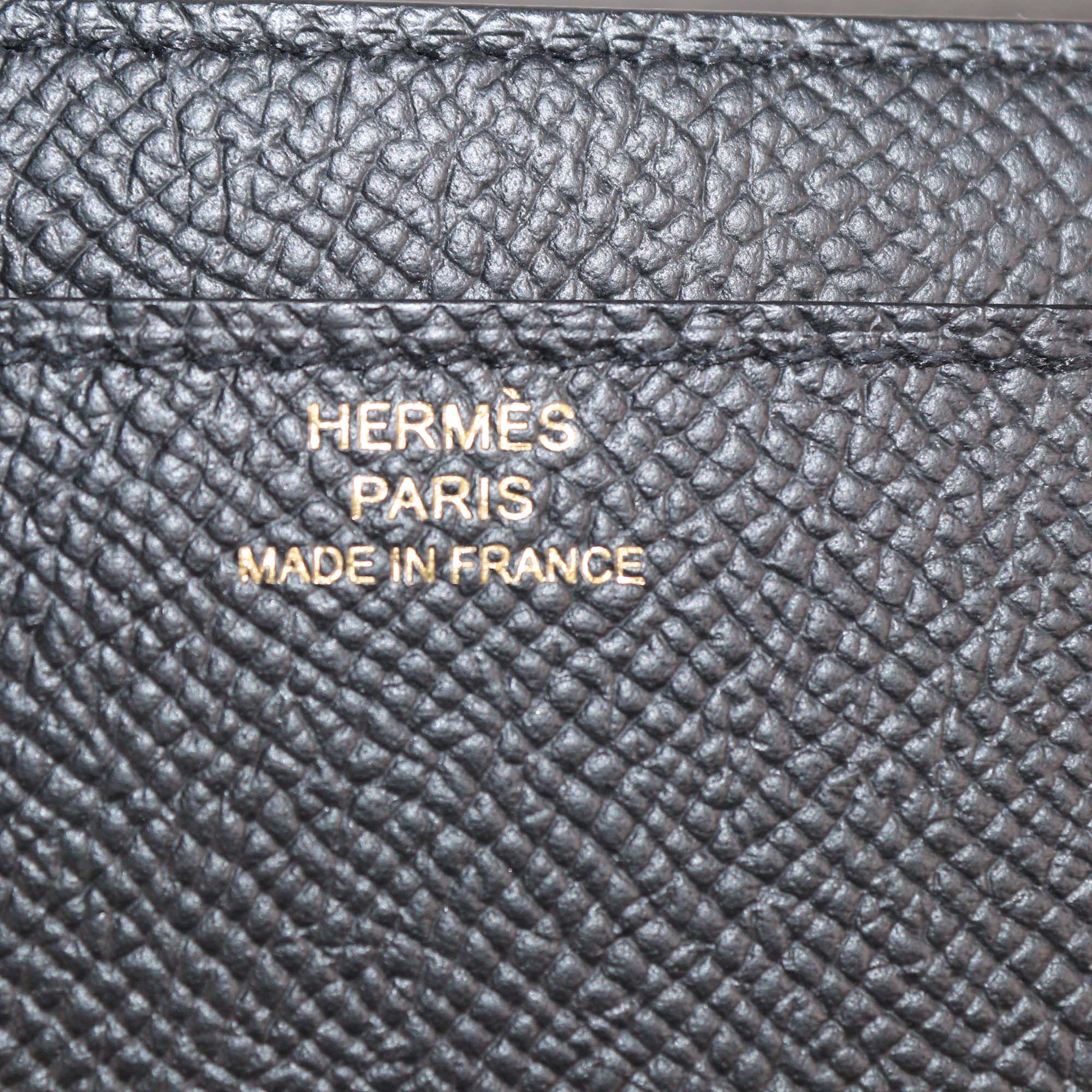 Hermes Black Epsom Leather Rose Gold Hardware Constance To Go Wallet