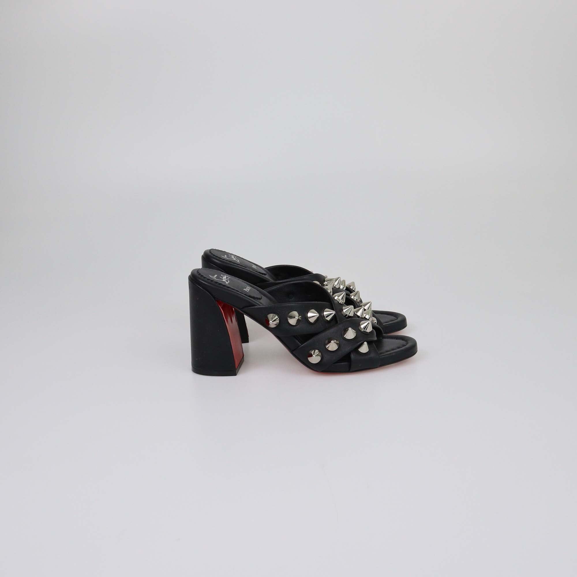Christian Louboutin Black Spika Club Studded Mules Womens Christian Louboutin