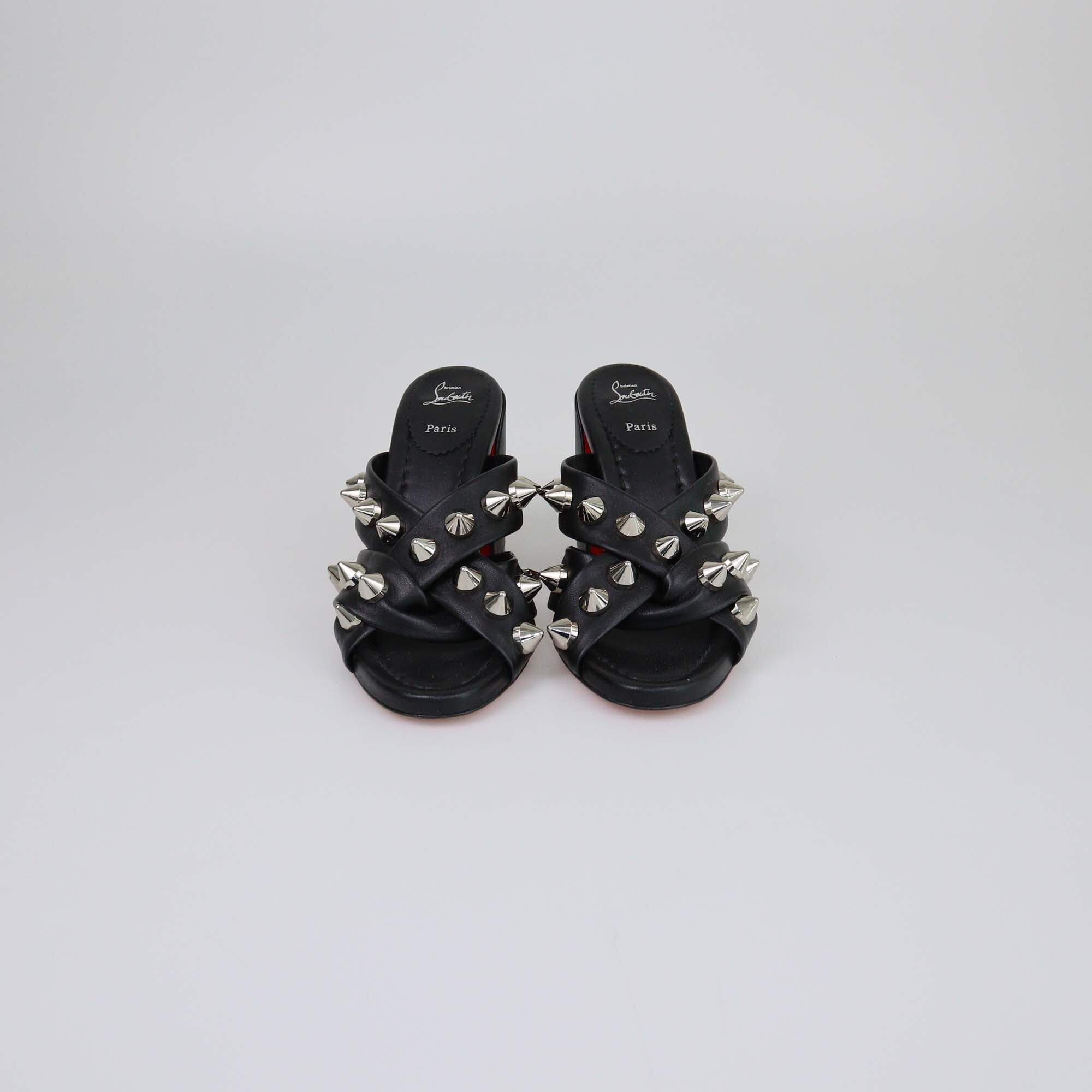 Christian Louboutin Black Spika Club Studded Mules Womens Christian Louboutin