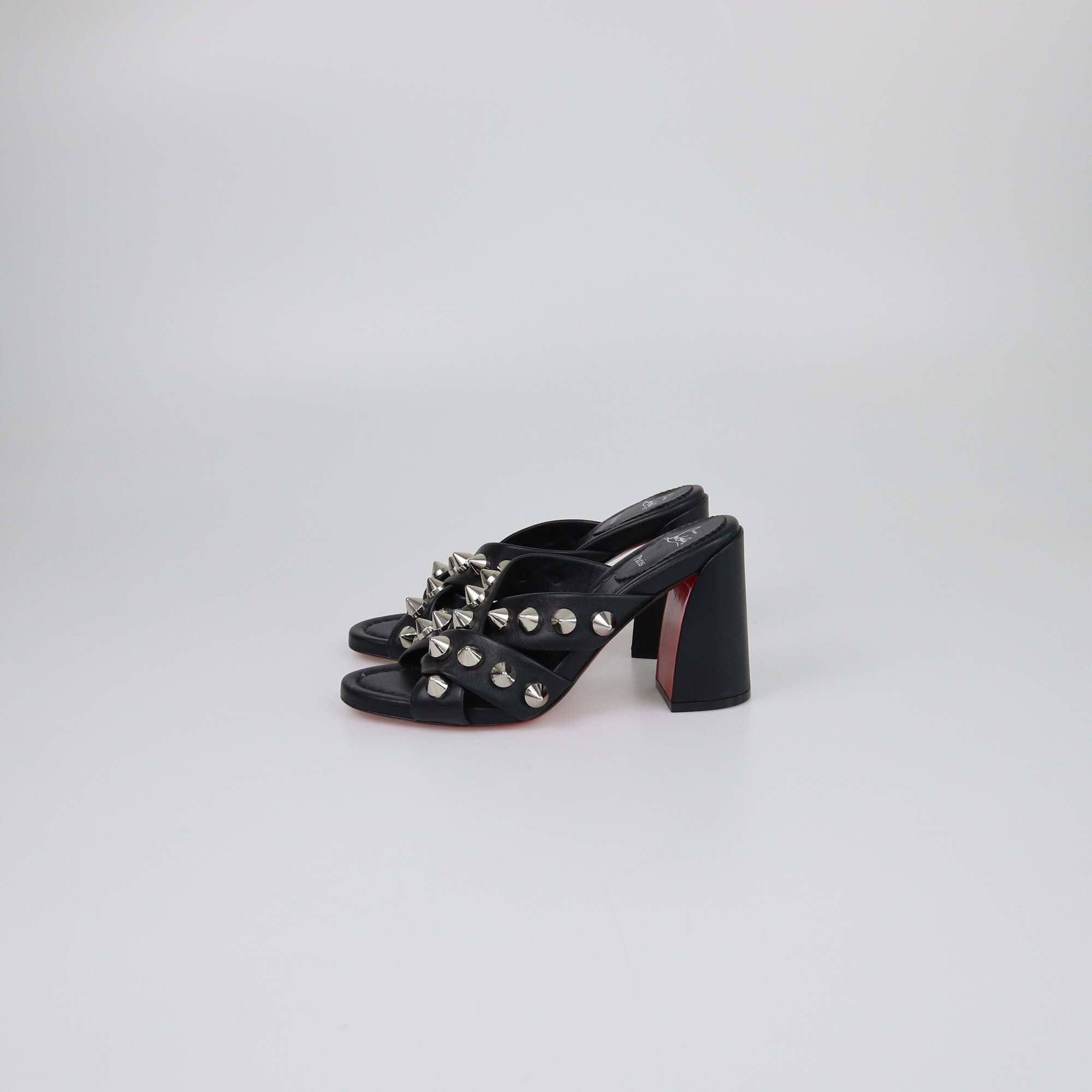 Christian Louboutin Black Spika Club Studded Mules Womens Christian Louboutin