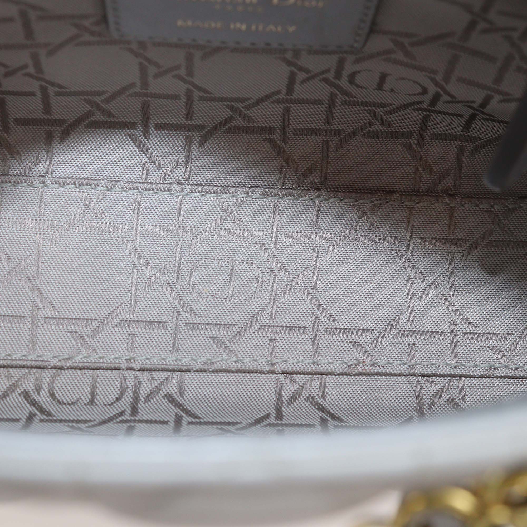 Christian Dior Grey Cannage Patent Leather Mini Lady Dior Tote