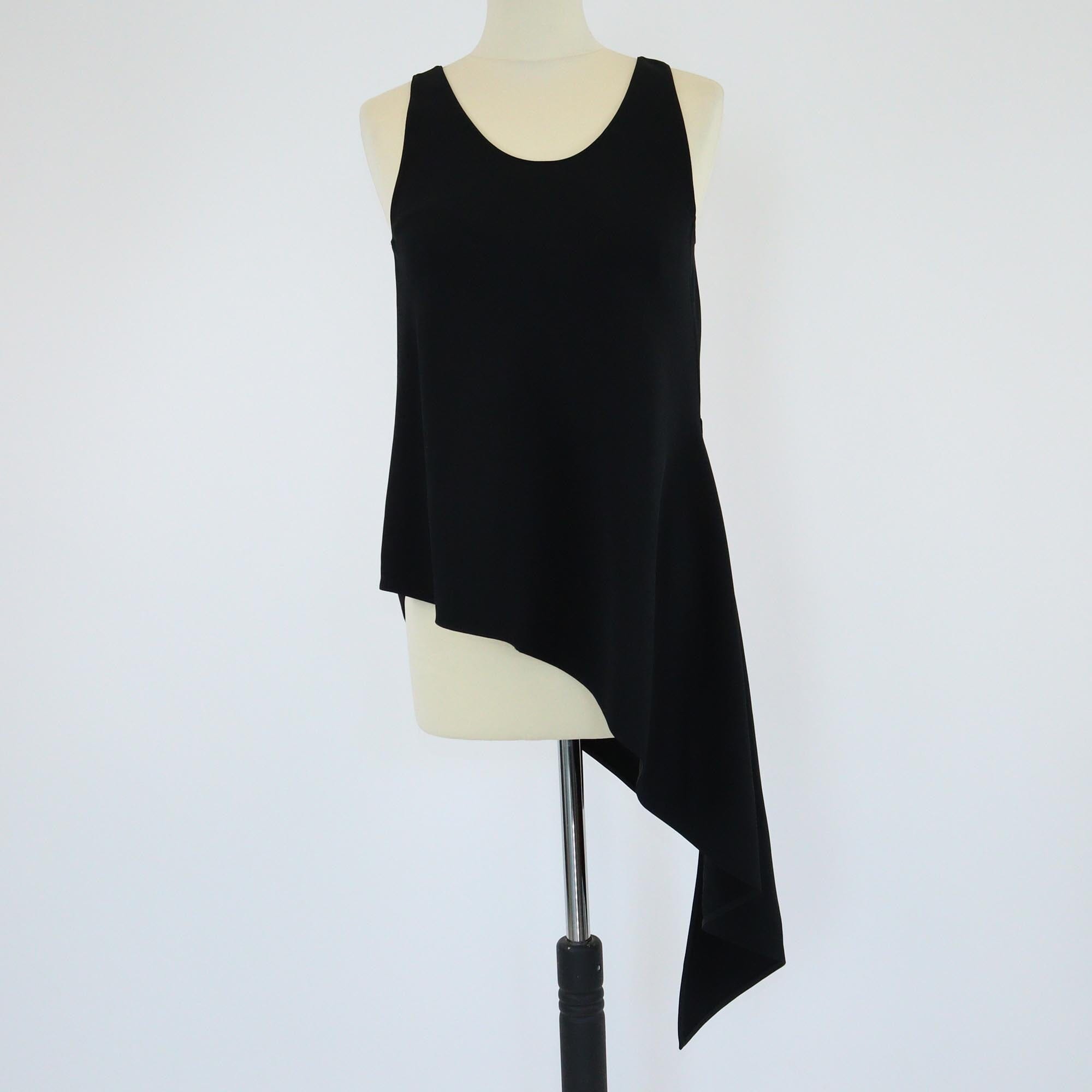 Balenciaga Black Assmetric Slit Sleeveless Top Womens Balenciaga
