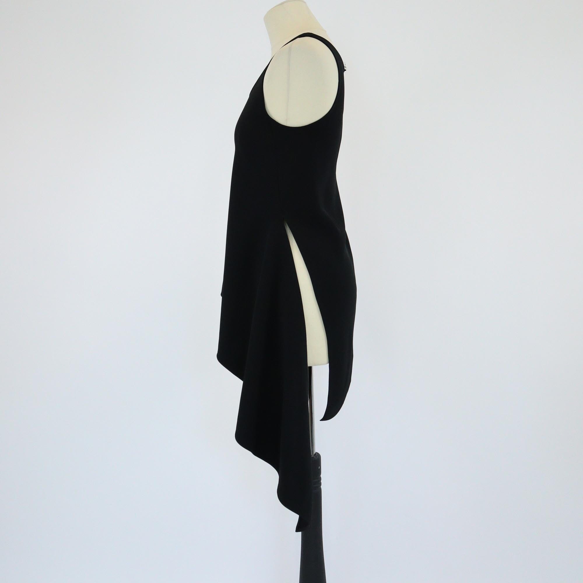 Balenciaga Black Assmetric Slit Sleeveless Top Womens Balenciaga