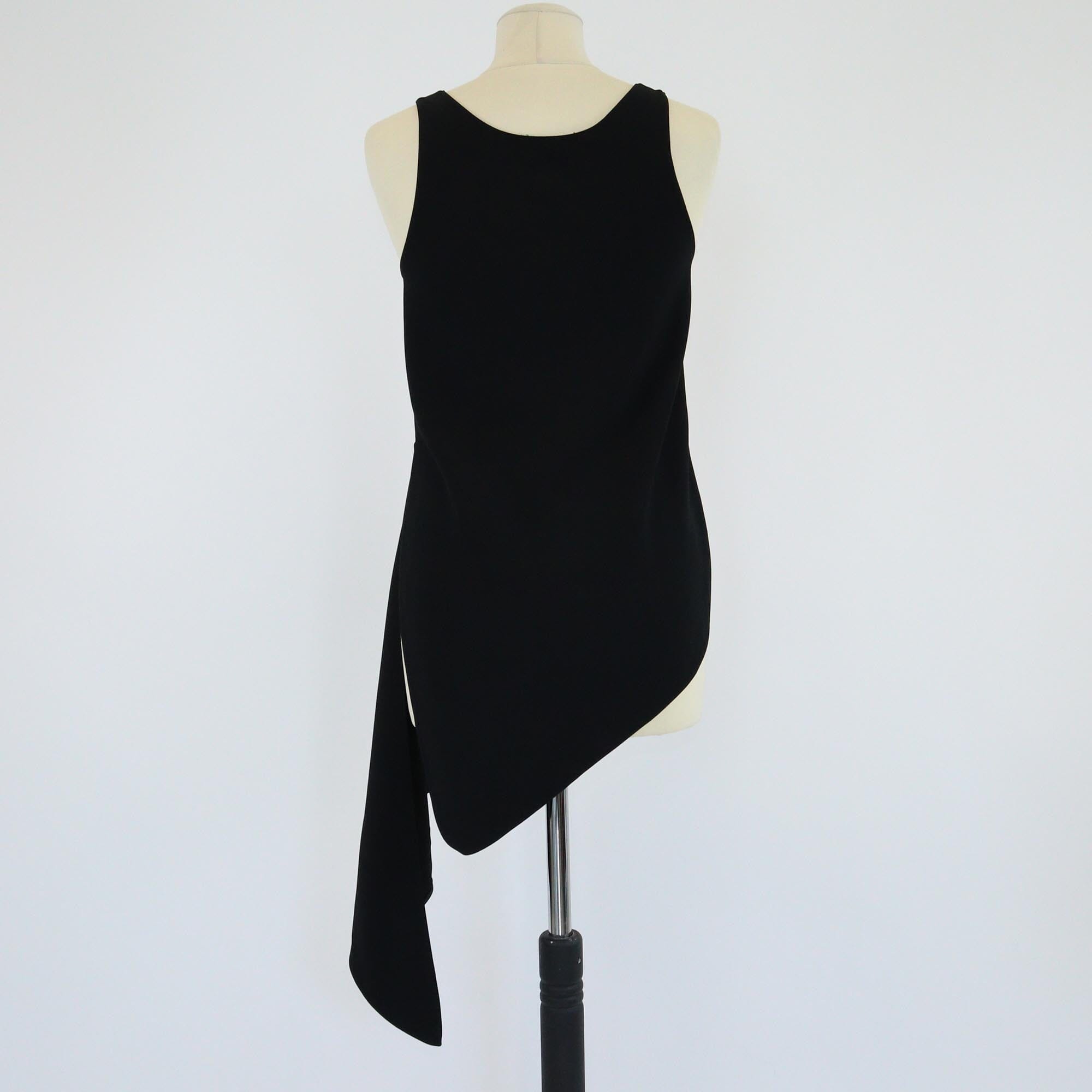 Balenciaga Black Assmetric Slit Sleeveless Top Womens Balenciaga