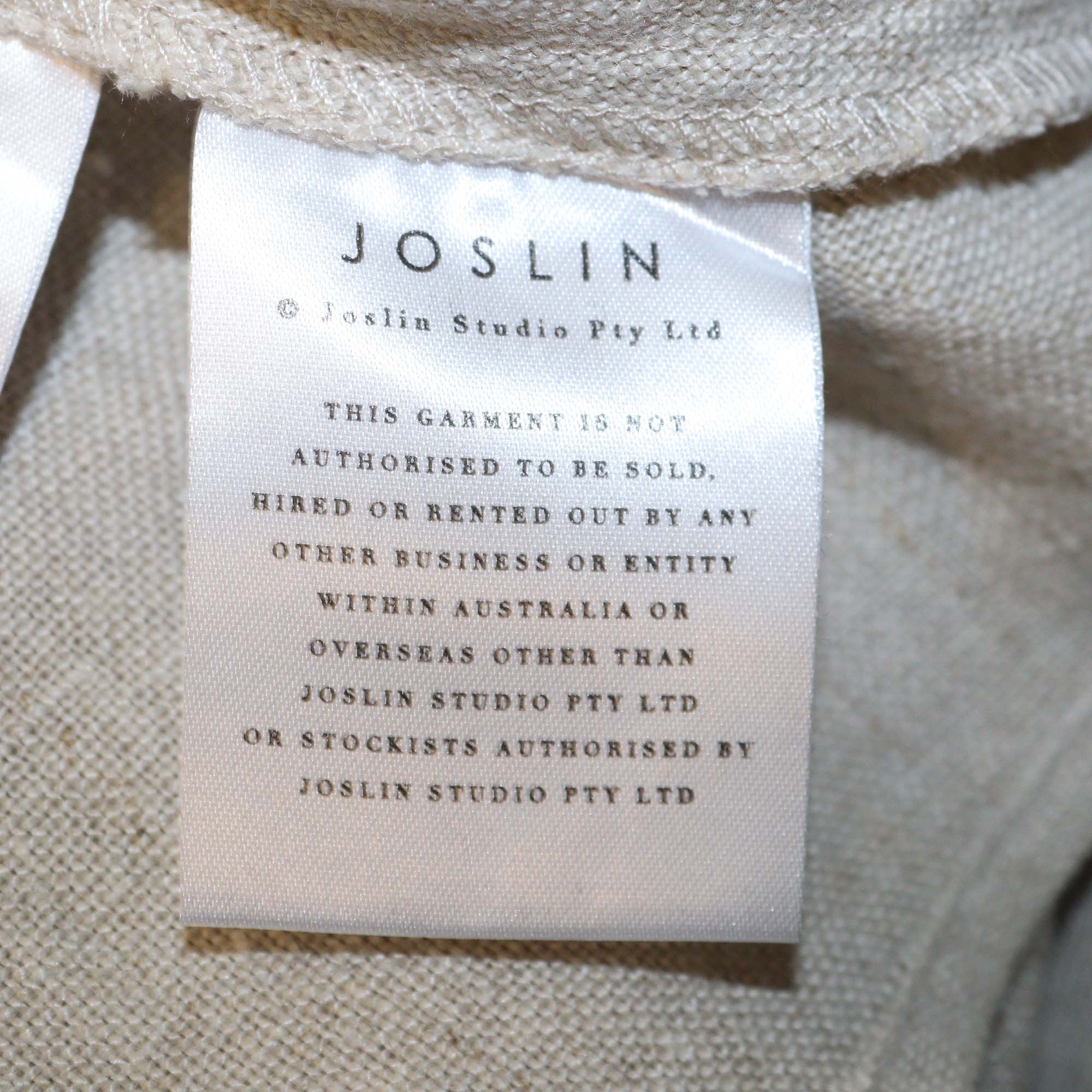 Joslin Beige Linen Puffed Short Sleeve Top