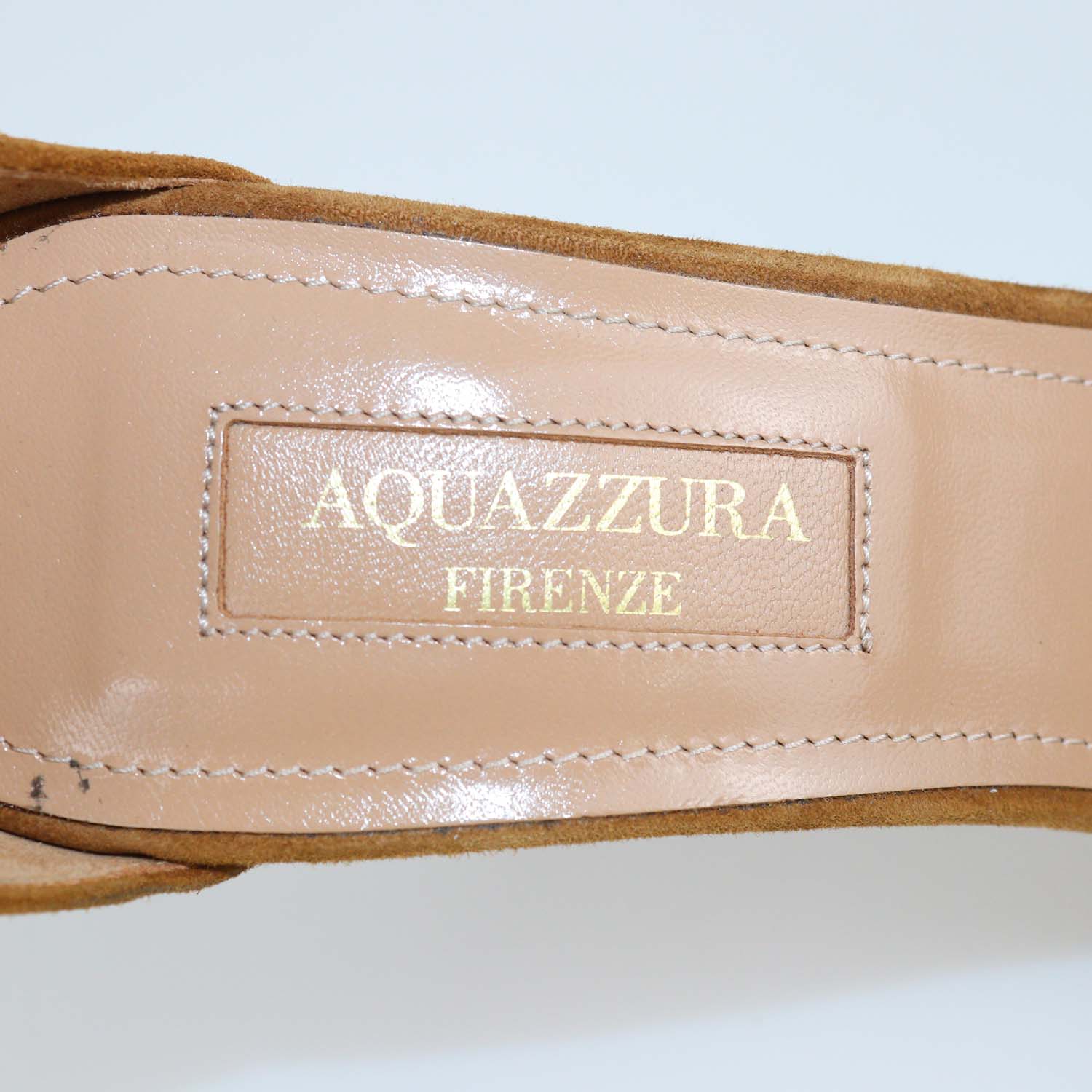 Aquazzura Brown Suede Casablanca Ankle Wrap Sandals