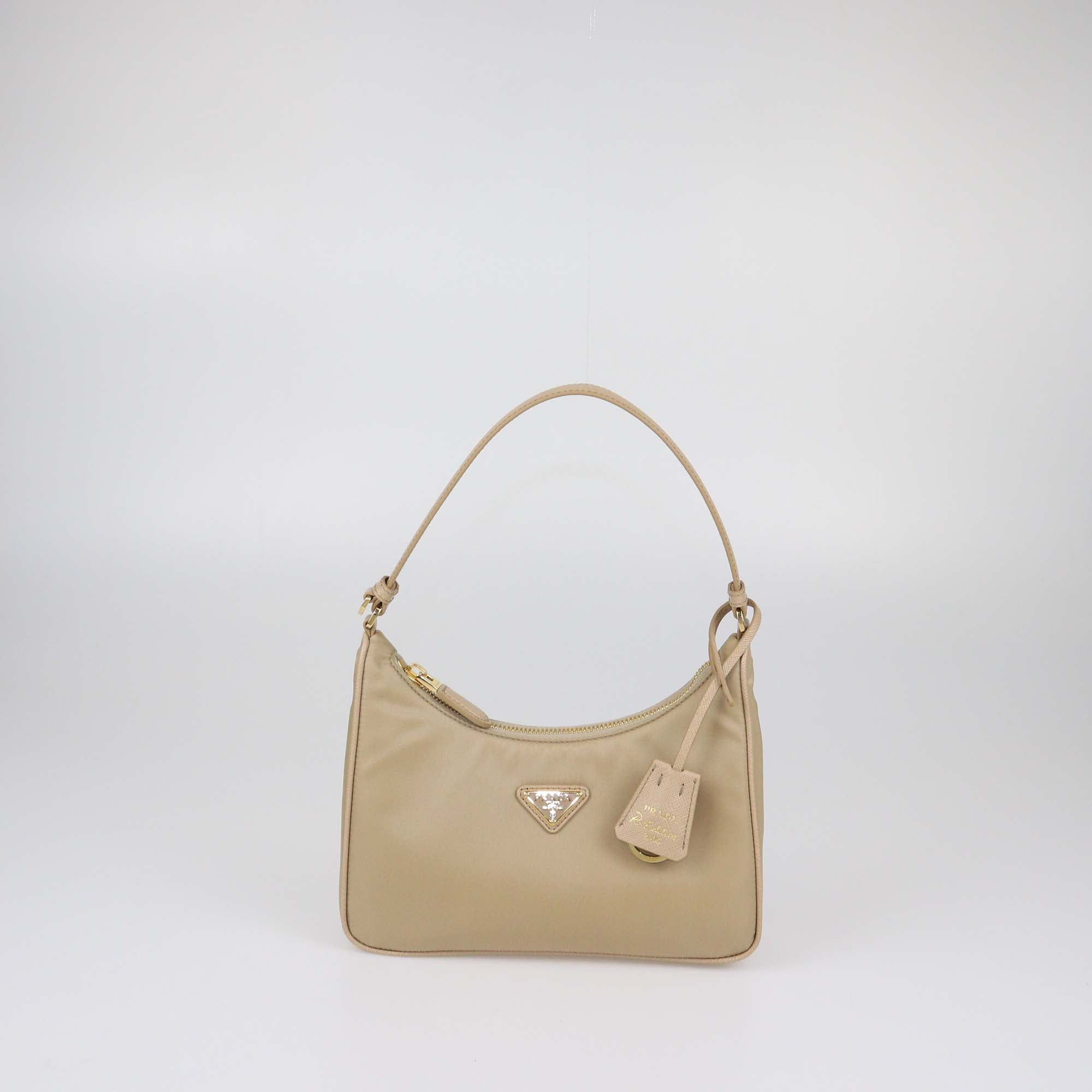 Prada Beige Re-Nylon and Saffiano Leather Re-Edition 2005 Shoulder Bag
