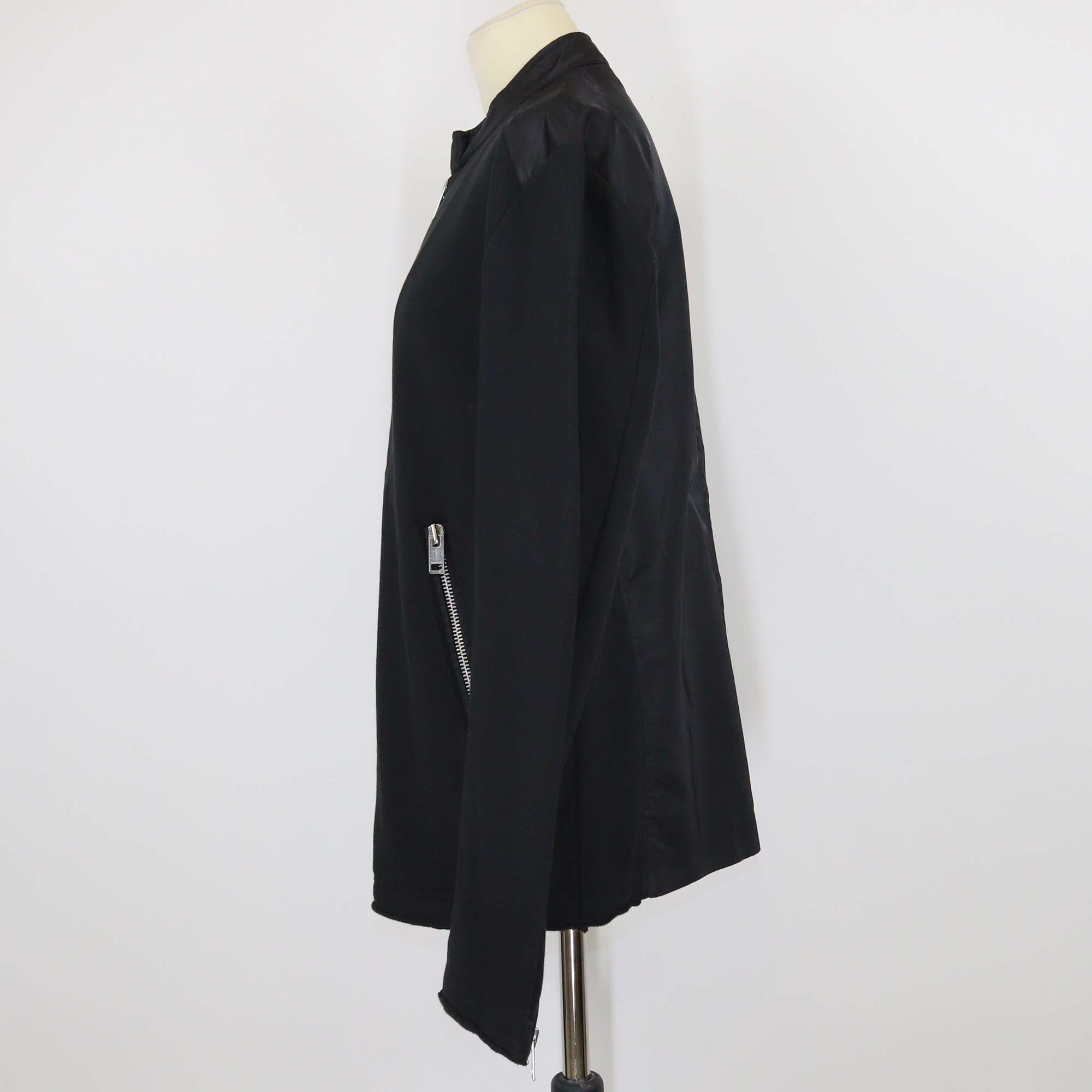 Diesel Black Cotton & Nylon Front Zip Biker Jacket