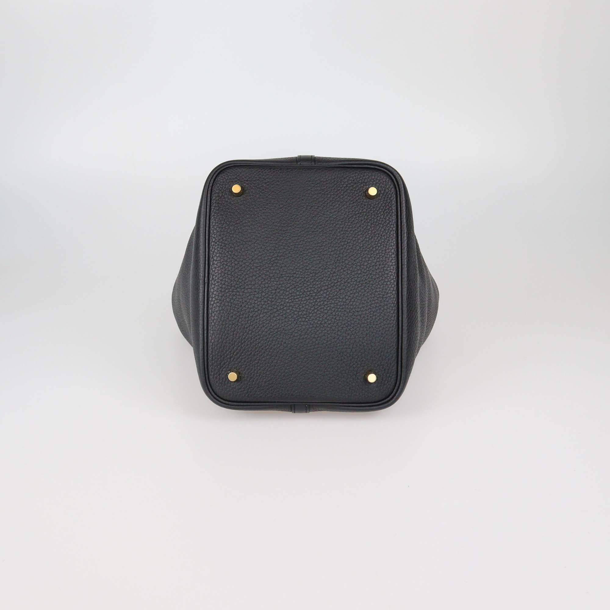 Hermes Black Clemence Leather Picotin Lock 22 Bag