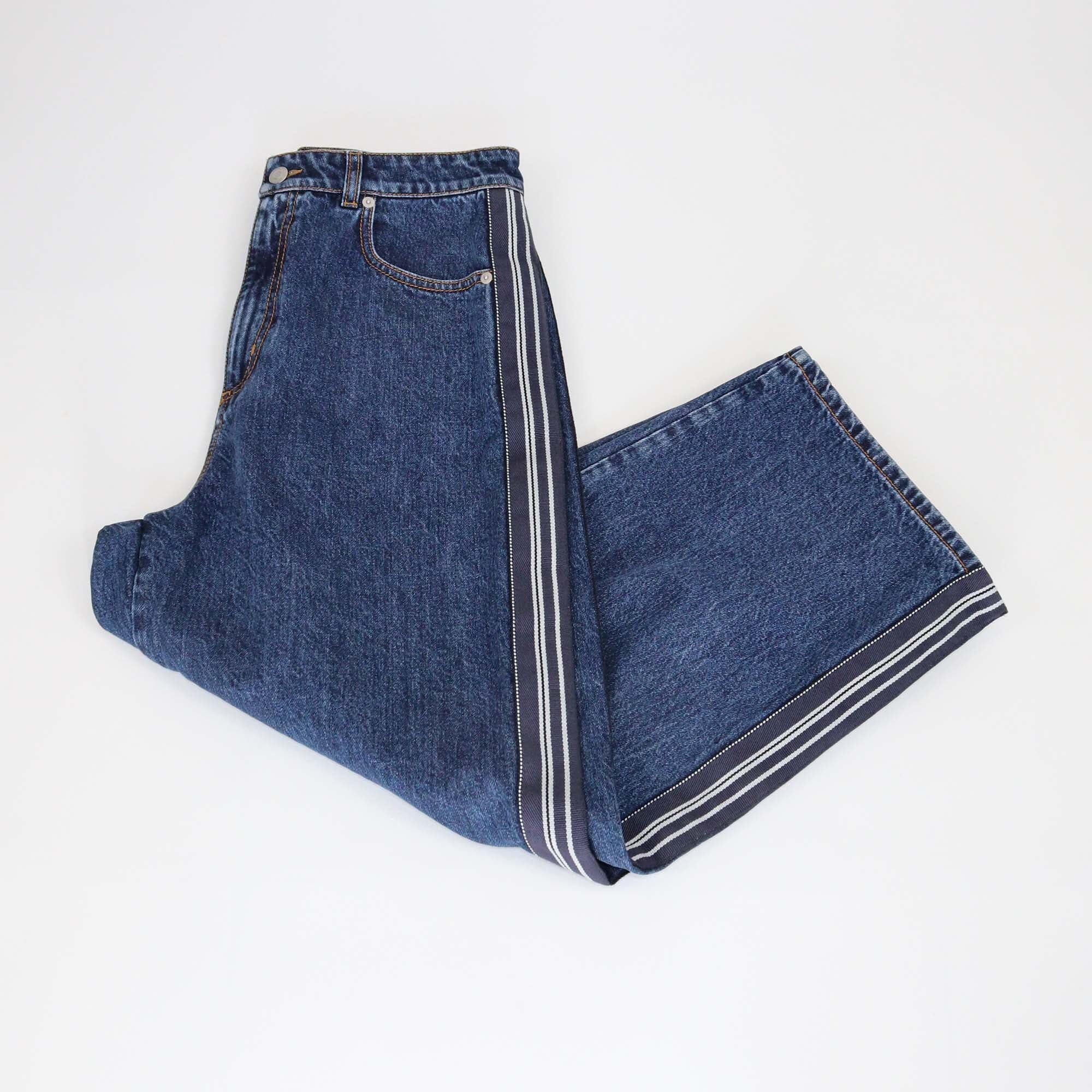 Alexander McQueen Blue Boyfriend Denim Cropped Jeans Womens Alexander McQueen