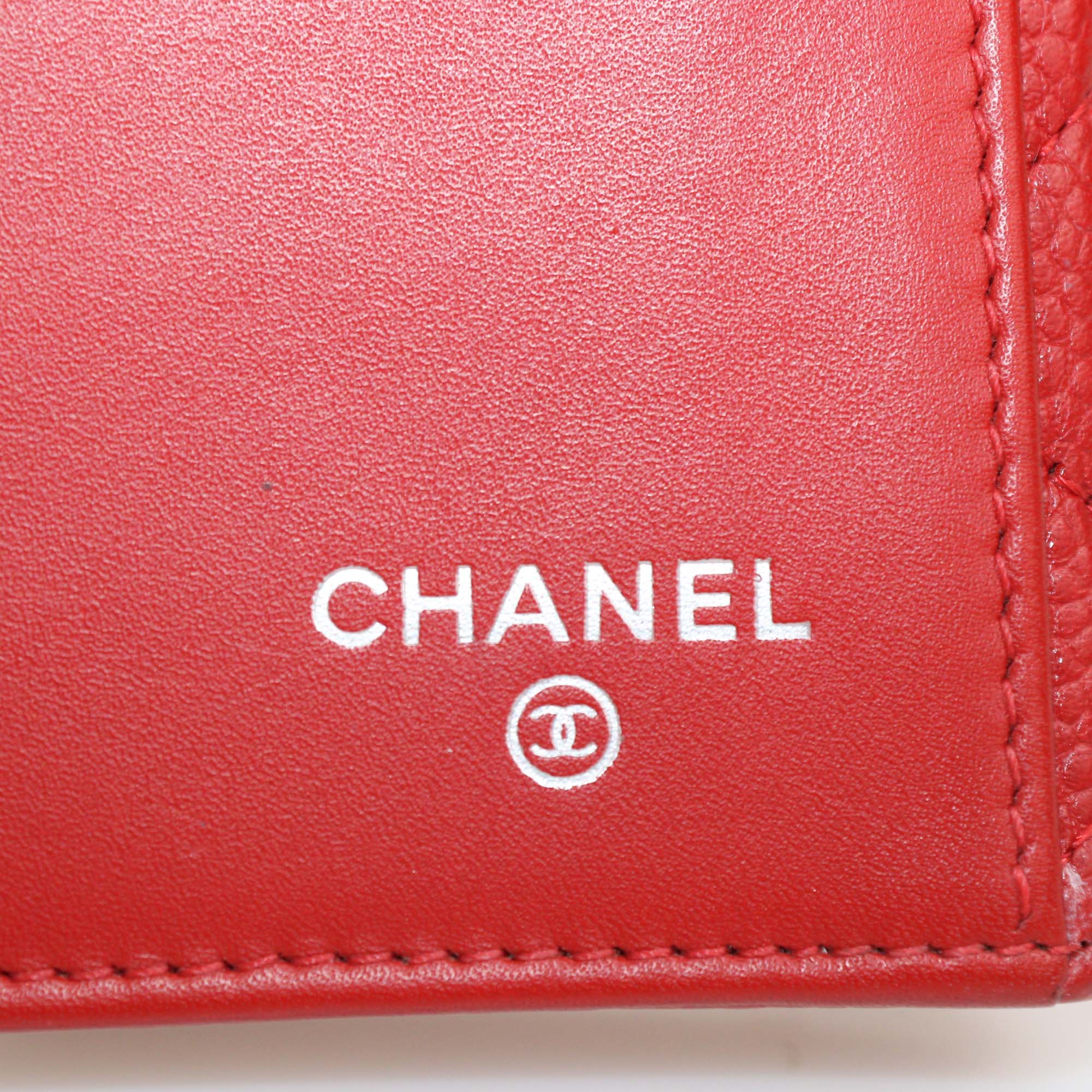 Chanel Red Quilted Caviar Leather CC Flap Continental Wallet