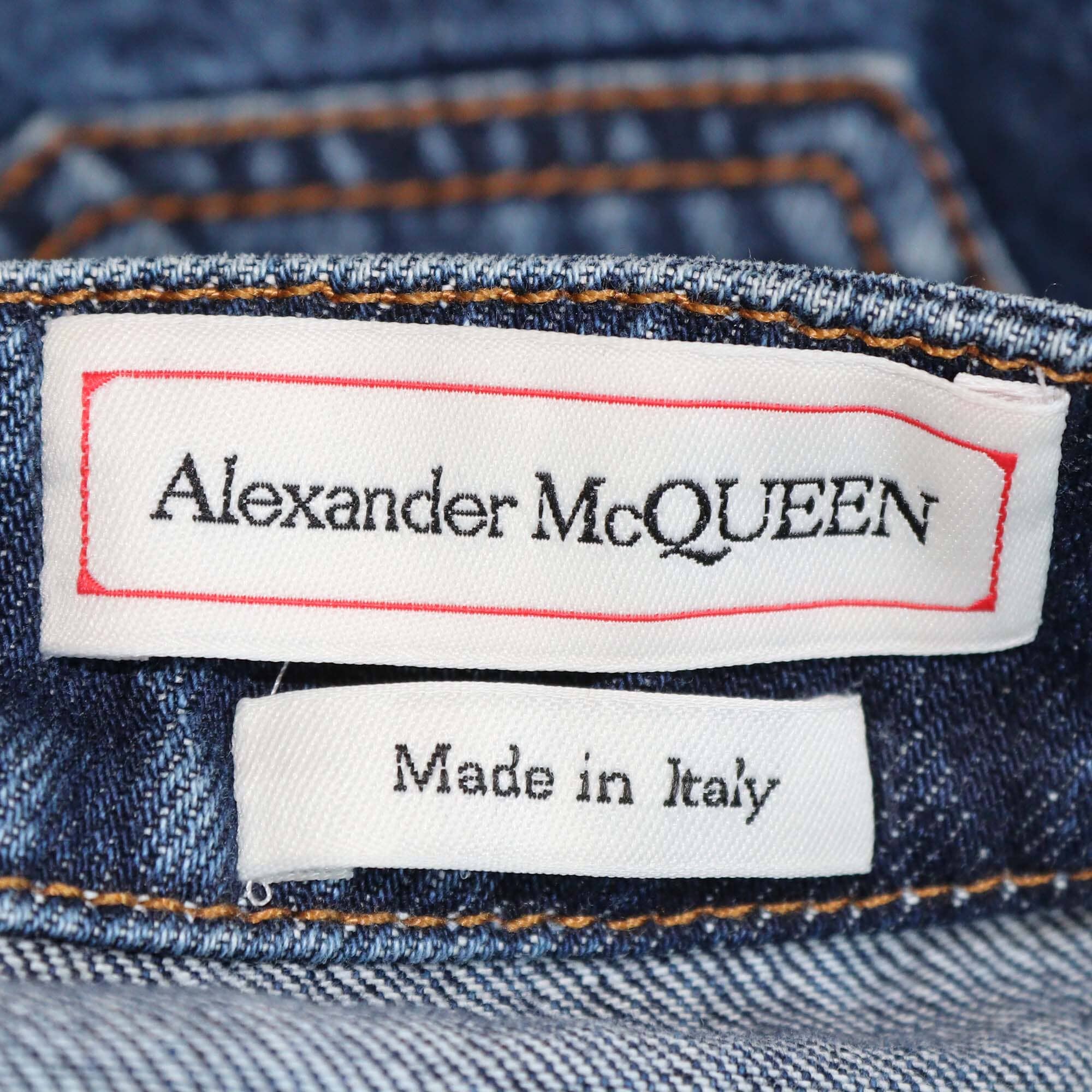 Alexander McQueen Blue Boyfriend Denim Cropped Jeans Womens Alexander McQueen
