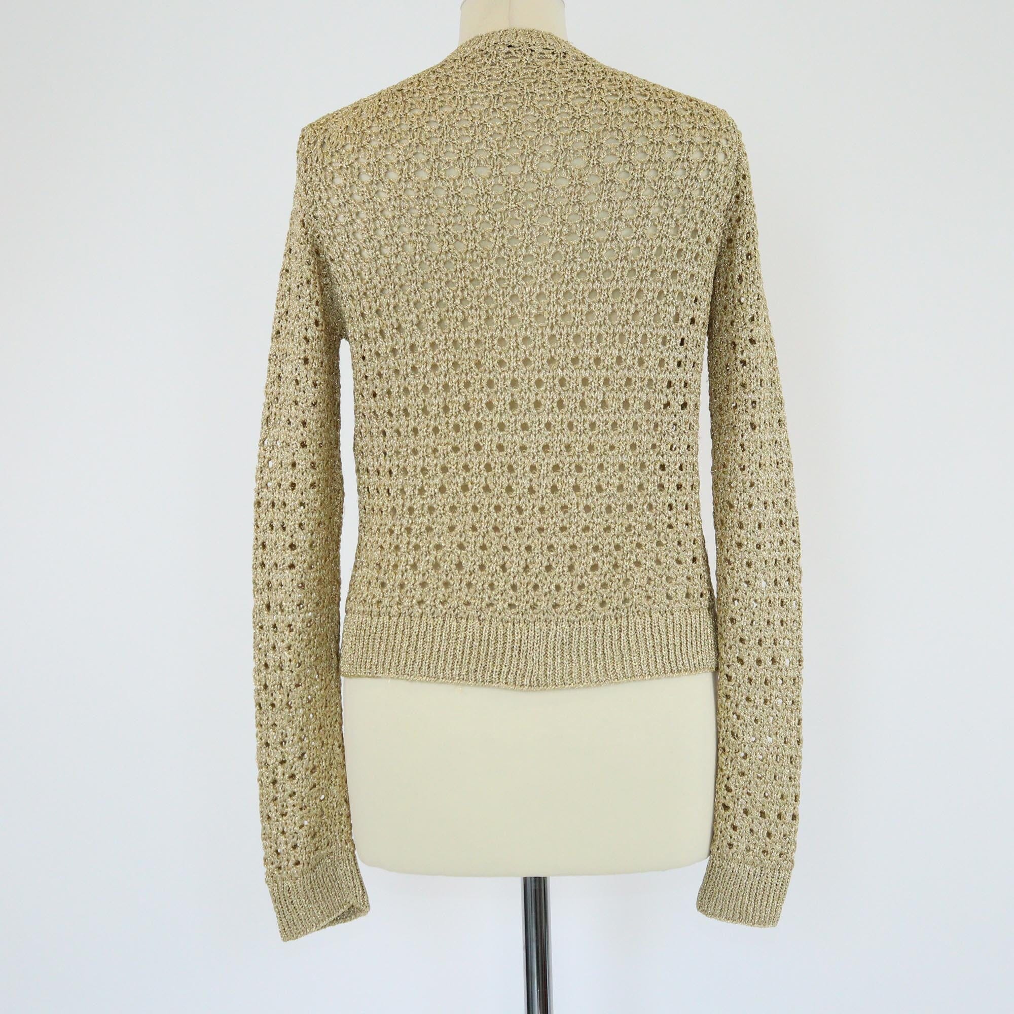 Christian Dior Gold Crochet Cardigan Womens Christian Dior