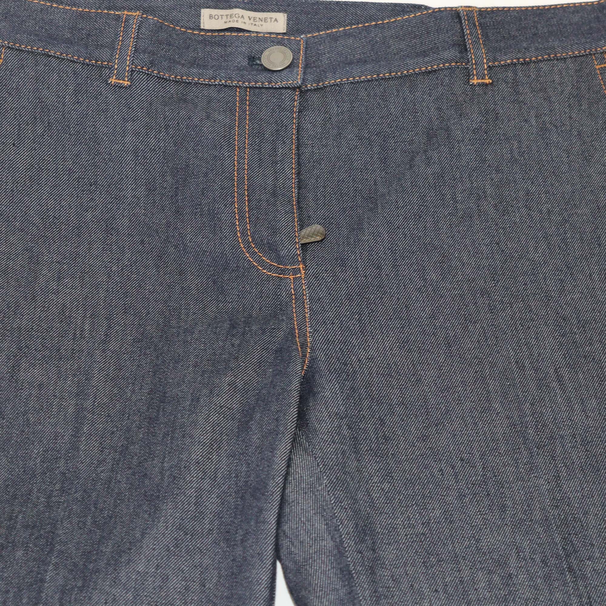 Bottega Veneta Dark Blue Detailed Hem Denim Jeans Womens Bottega Veneta