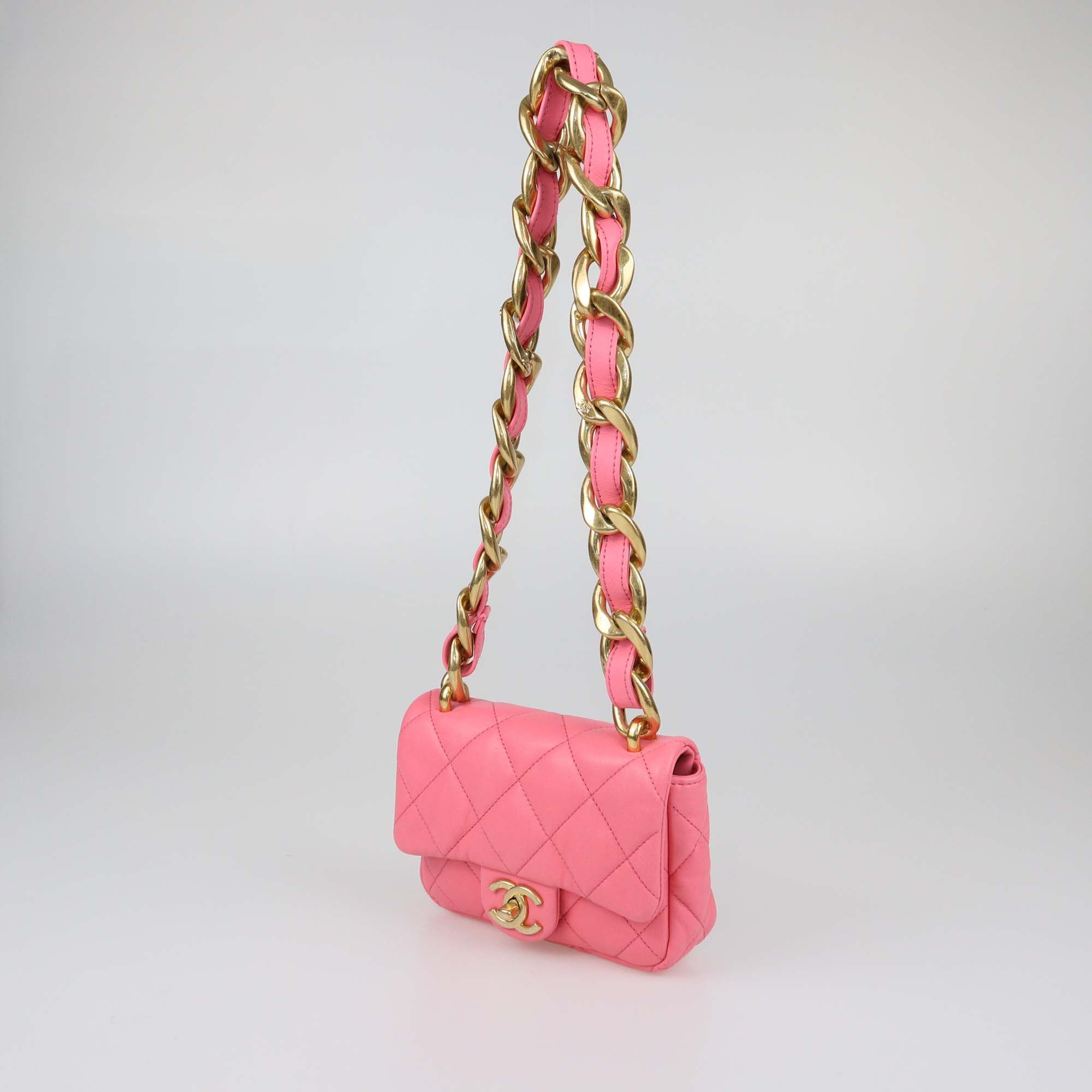 Chanel Pink Quilted Leather Mini Funky Town Flap Bag