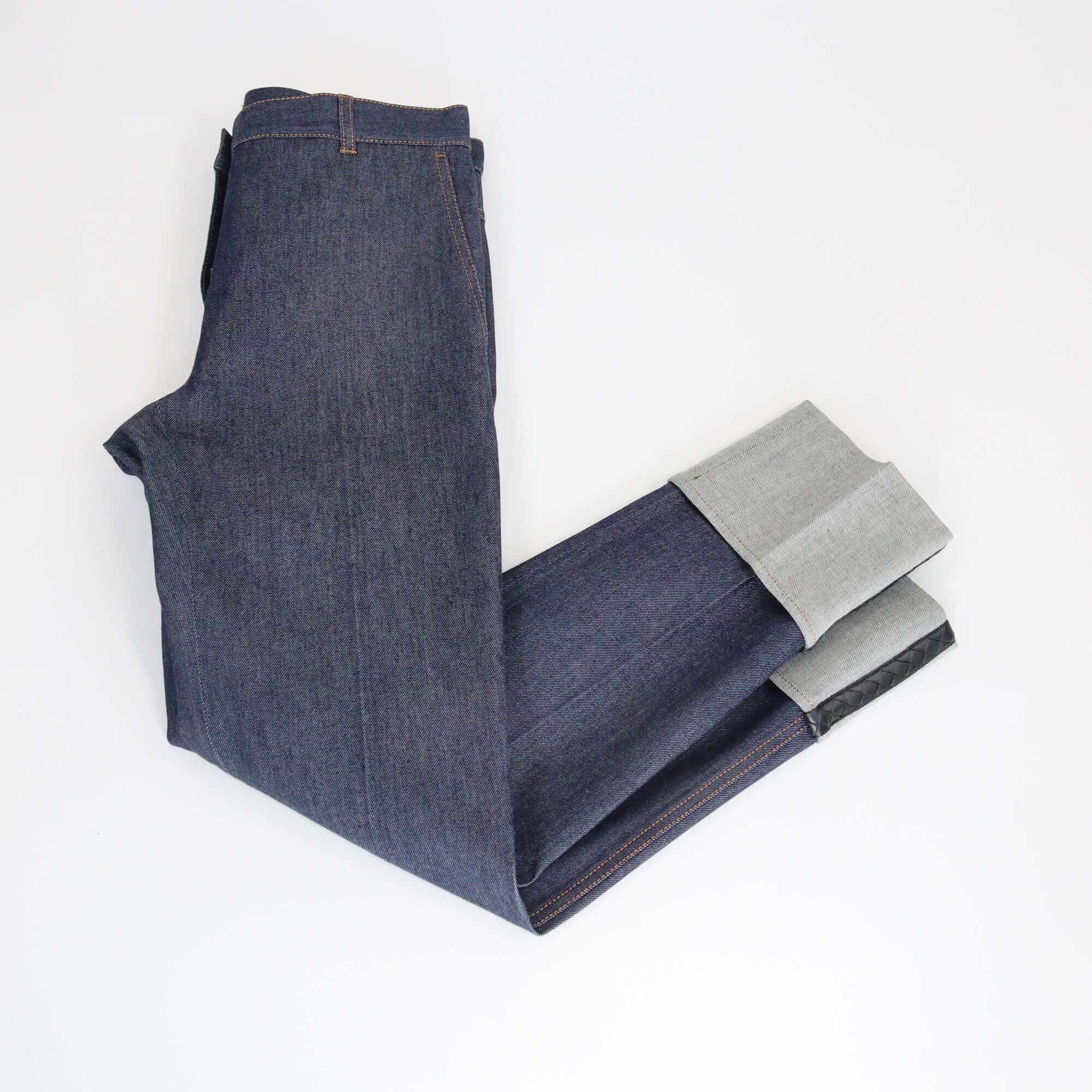 Bottega Veneta Dark Blue Detailed Hem Denim Jeans Womens Bottega Veneta