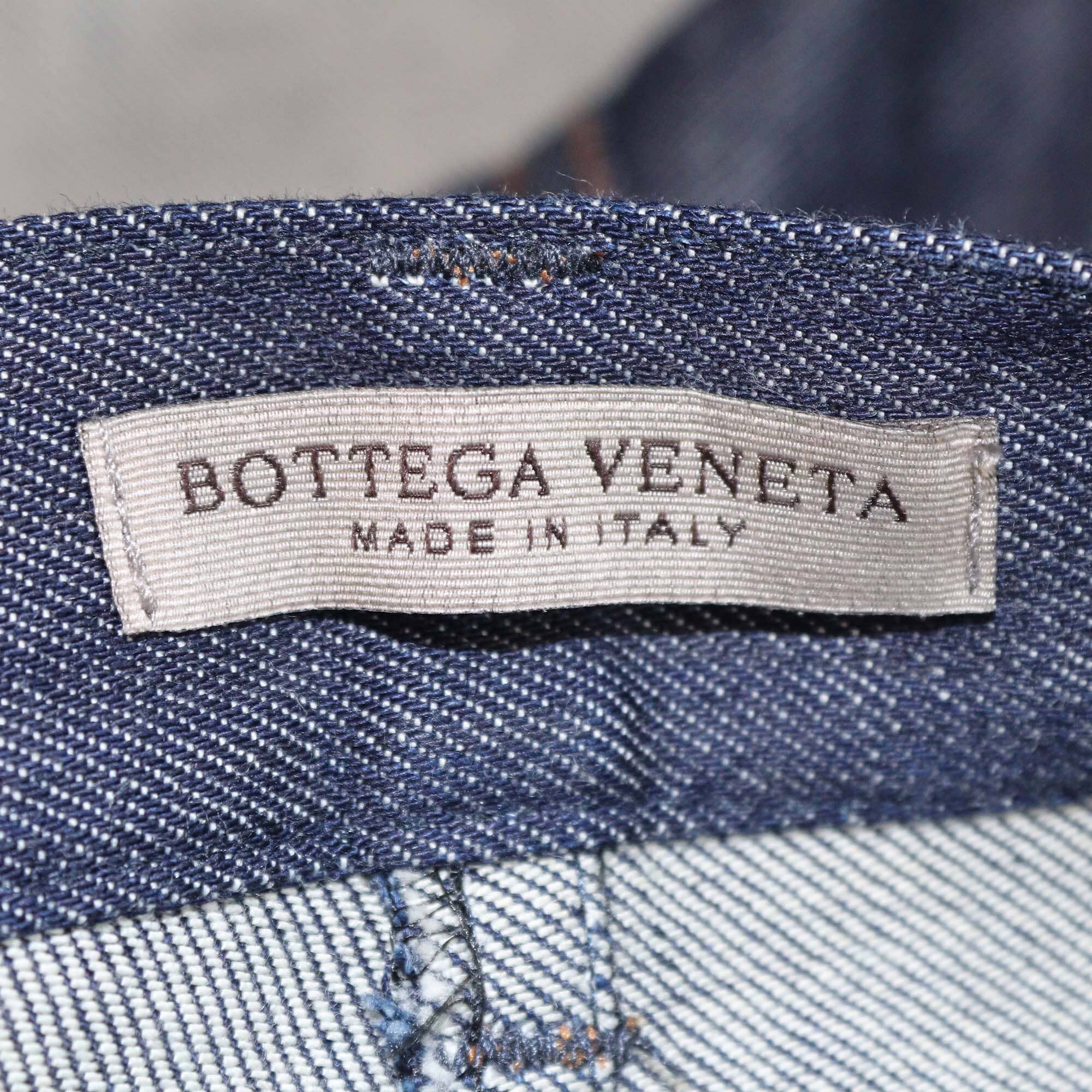 Bottega Veneta Dark Blue Detailed Hem Denim Jeans Womens Bottega Veneta