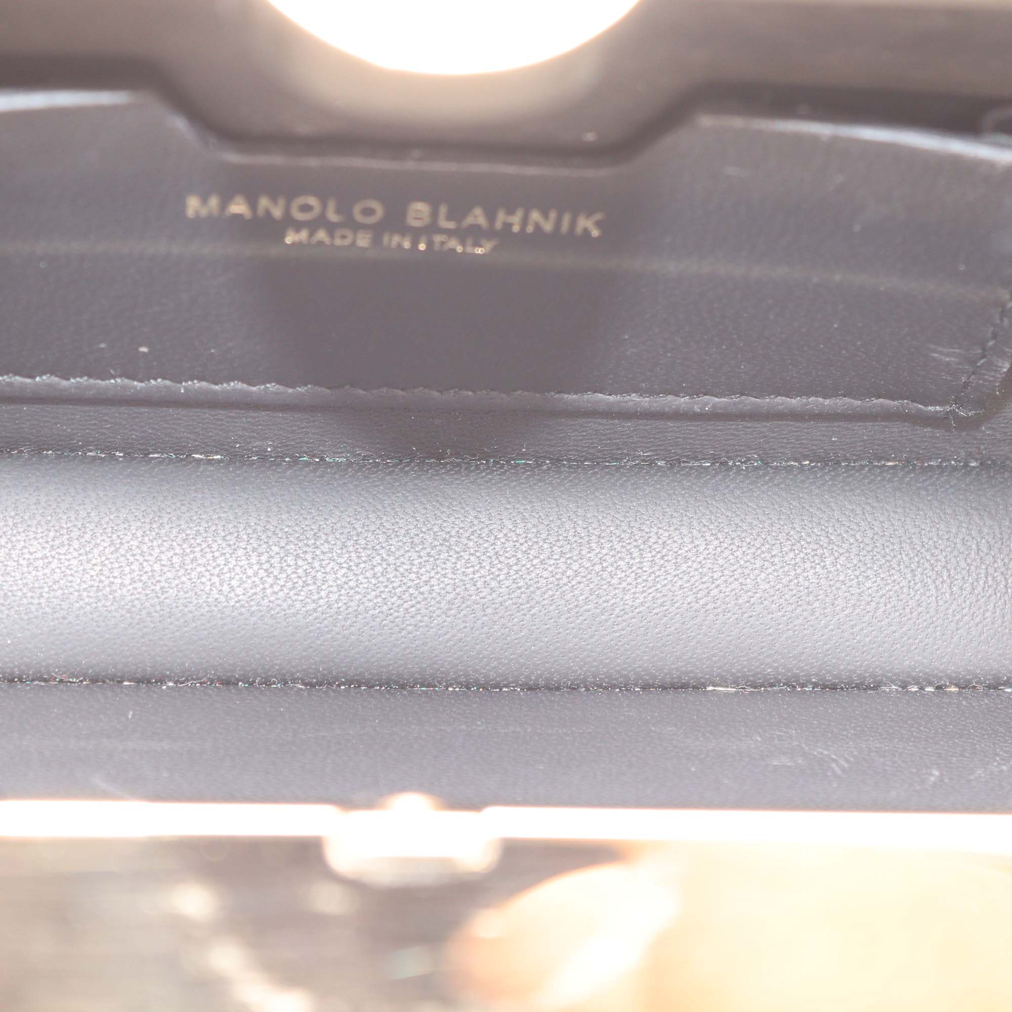 Manolo Blahnik Gold/Ivory Gold Tone Metal & Enamel Mina Chain Box Clutch